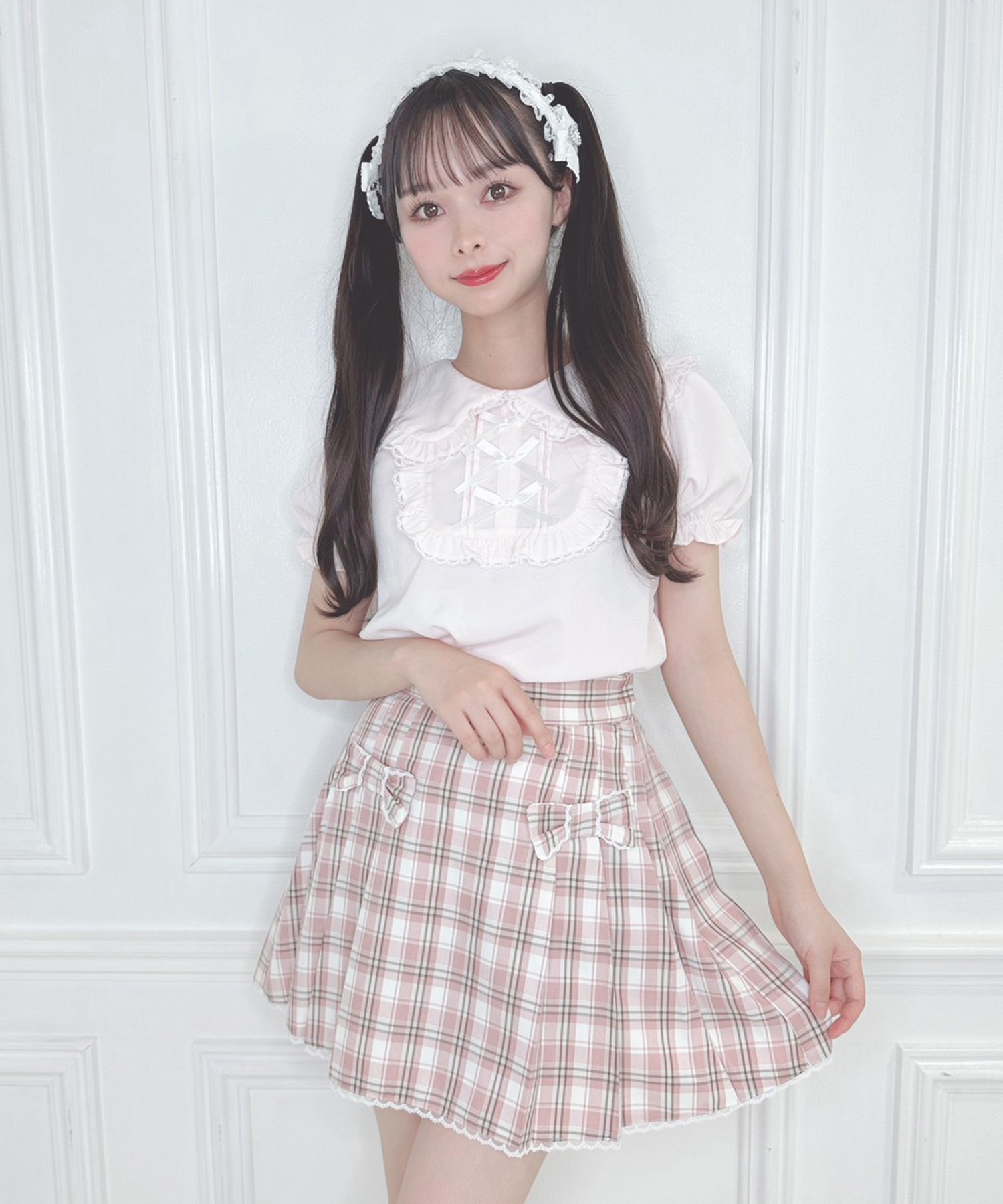 petite ribbon カラーブラウス