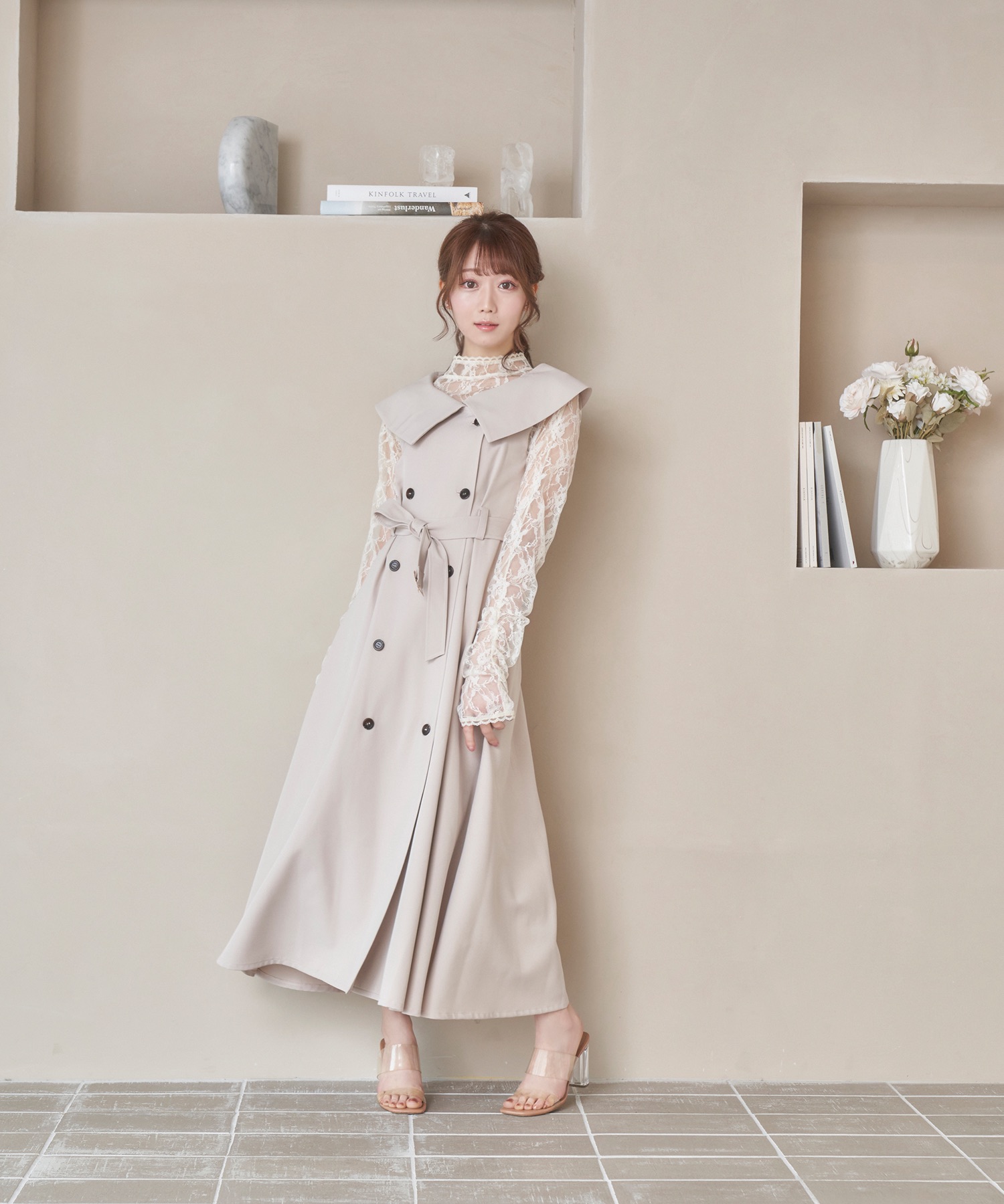 big collar trench one-piece