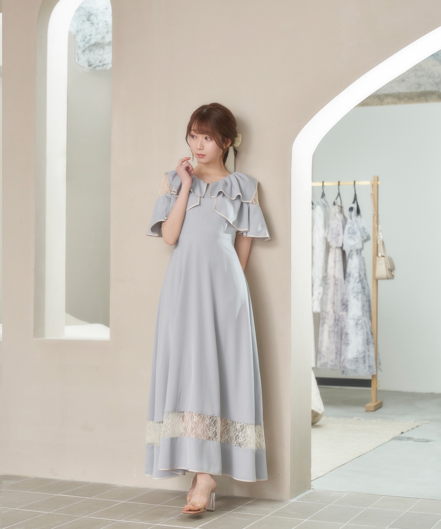 Rosé Muse piping lace switching dress - ロングワンピース