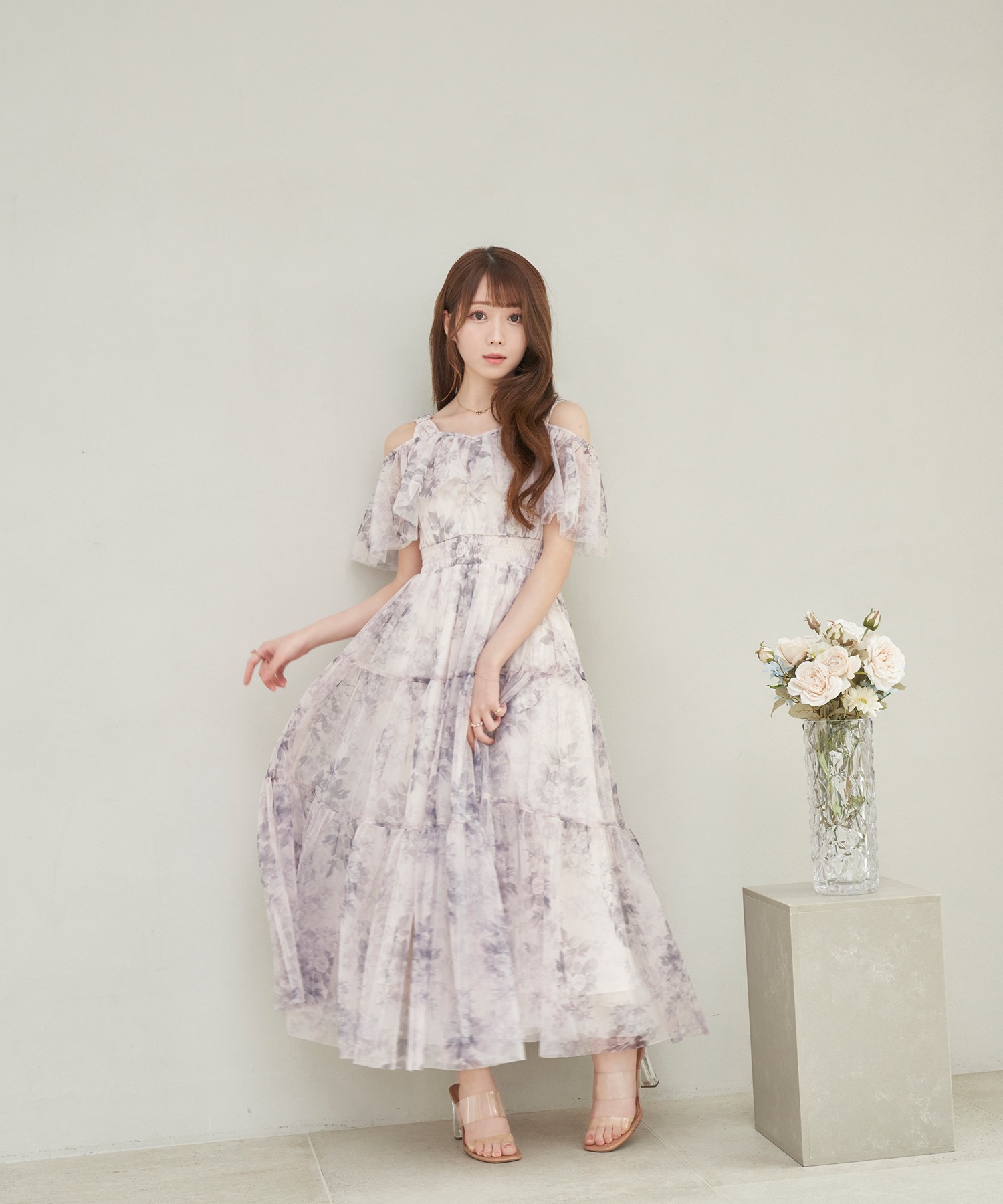 floral print tulle dress