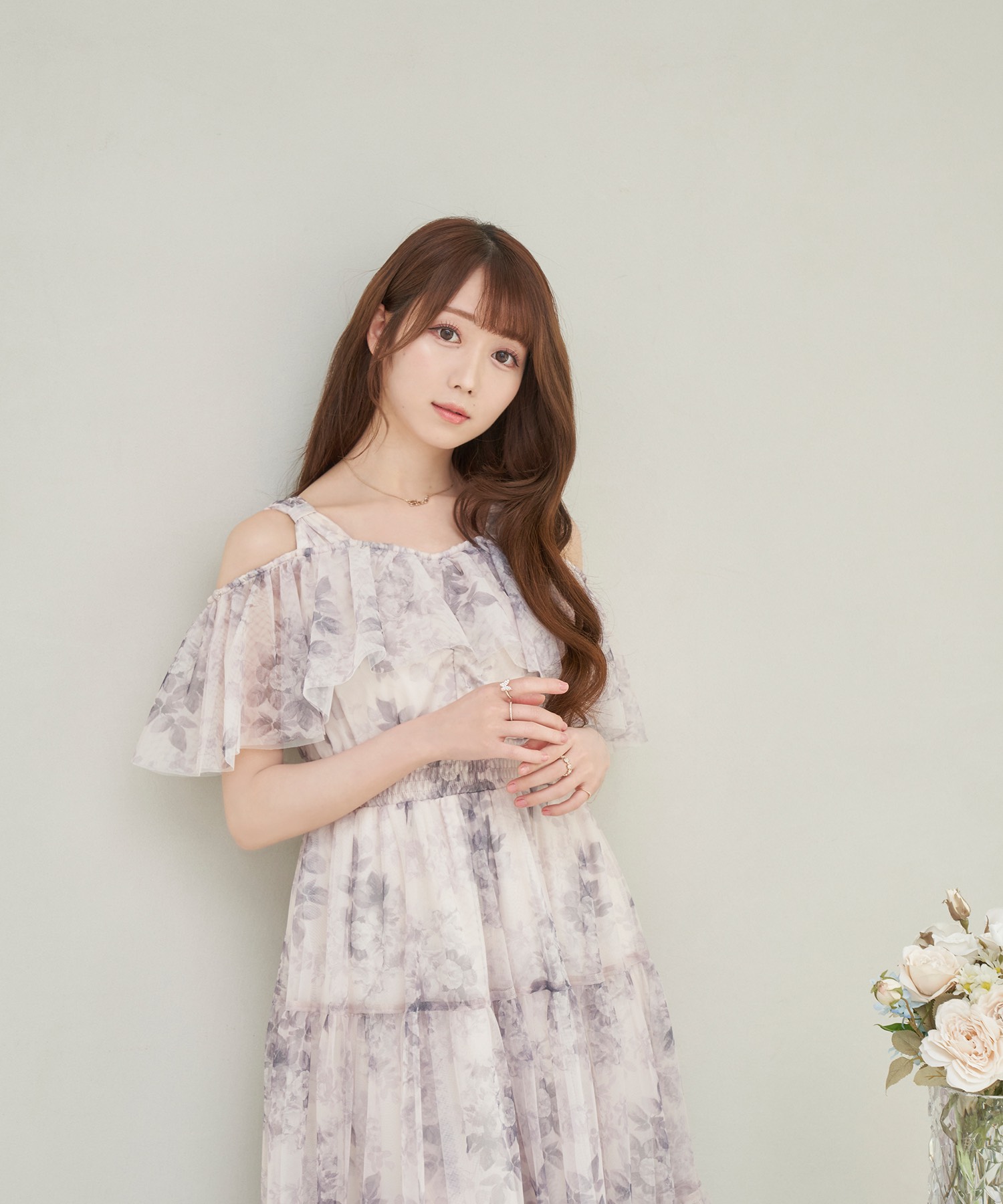 rosemuse sheer floral one-piece グレー