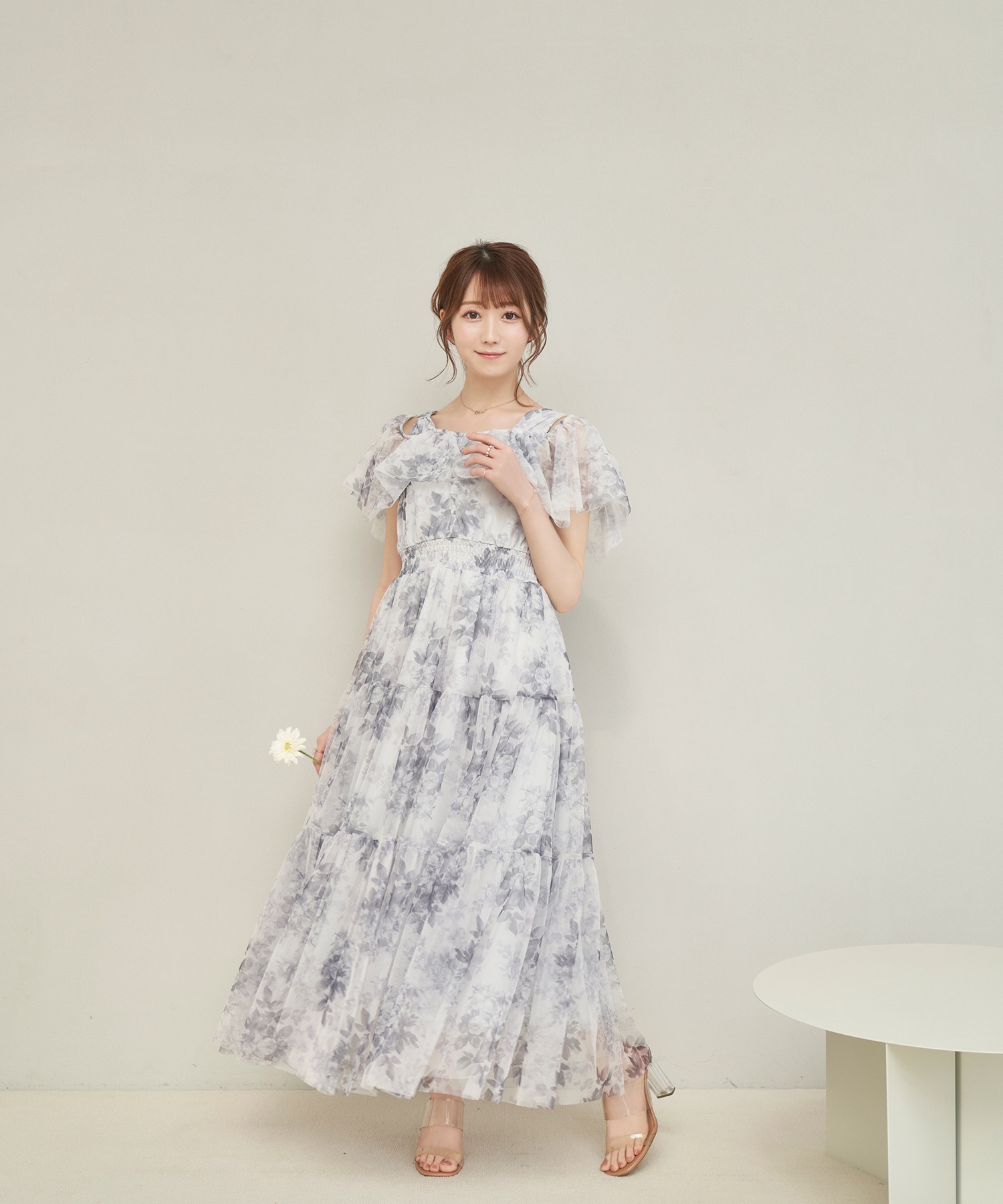 この価格ですRosé Muse floral print tulle dress