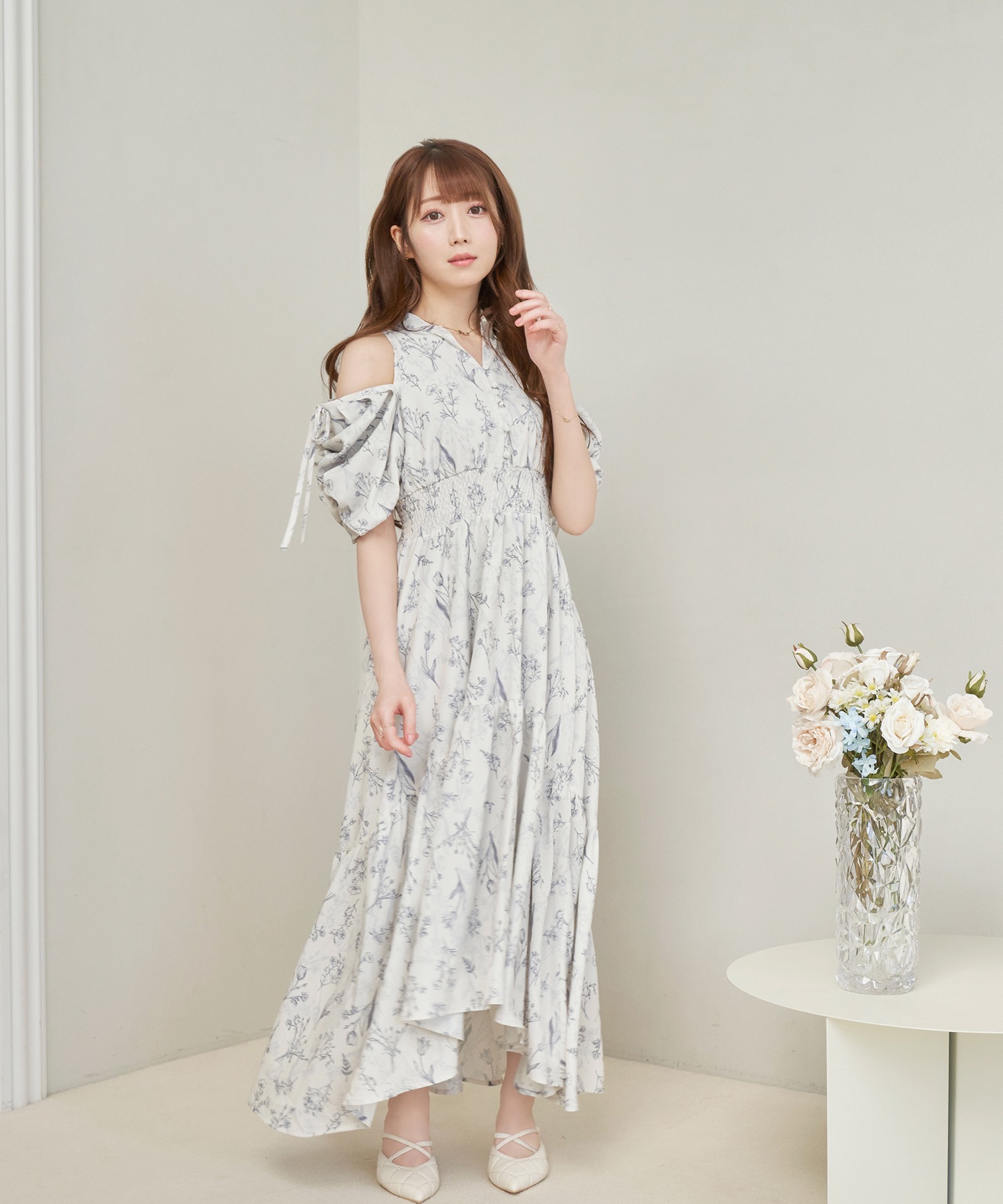 日本最大のブランド rose piece one floral shoulder muse open ロング