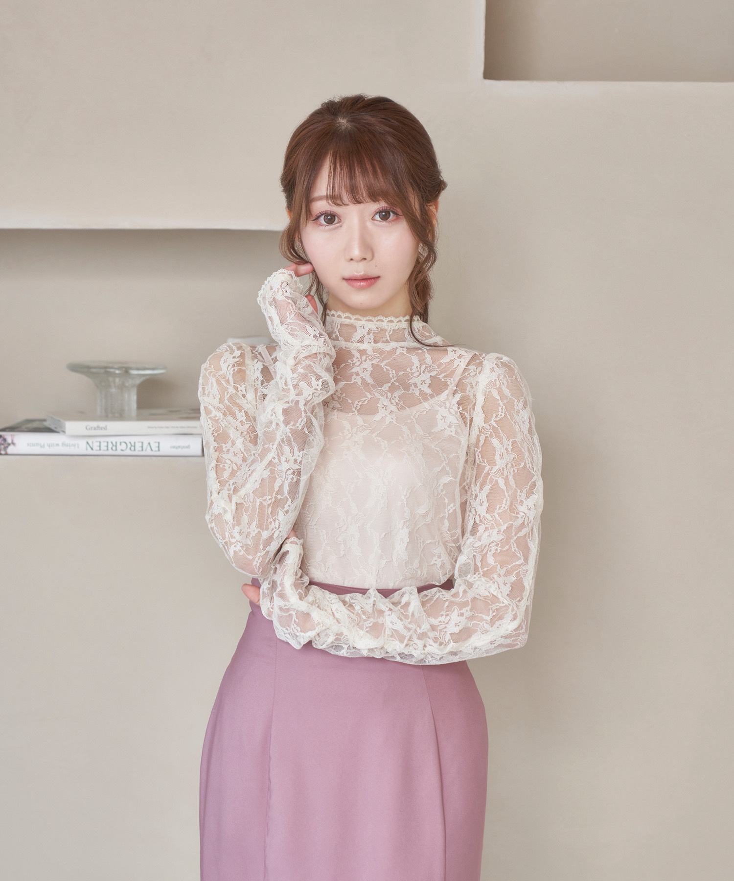 cut out lace point knit tops【black】 – BUNNY APARTMENT