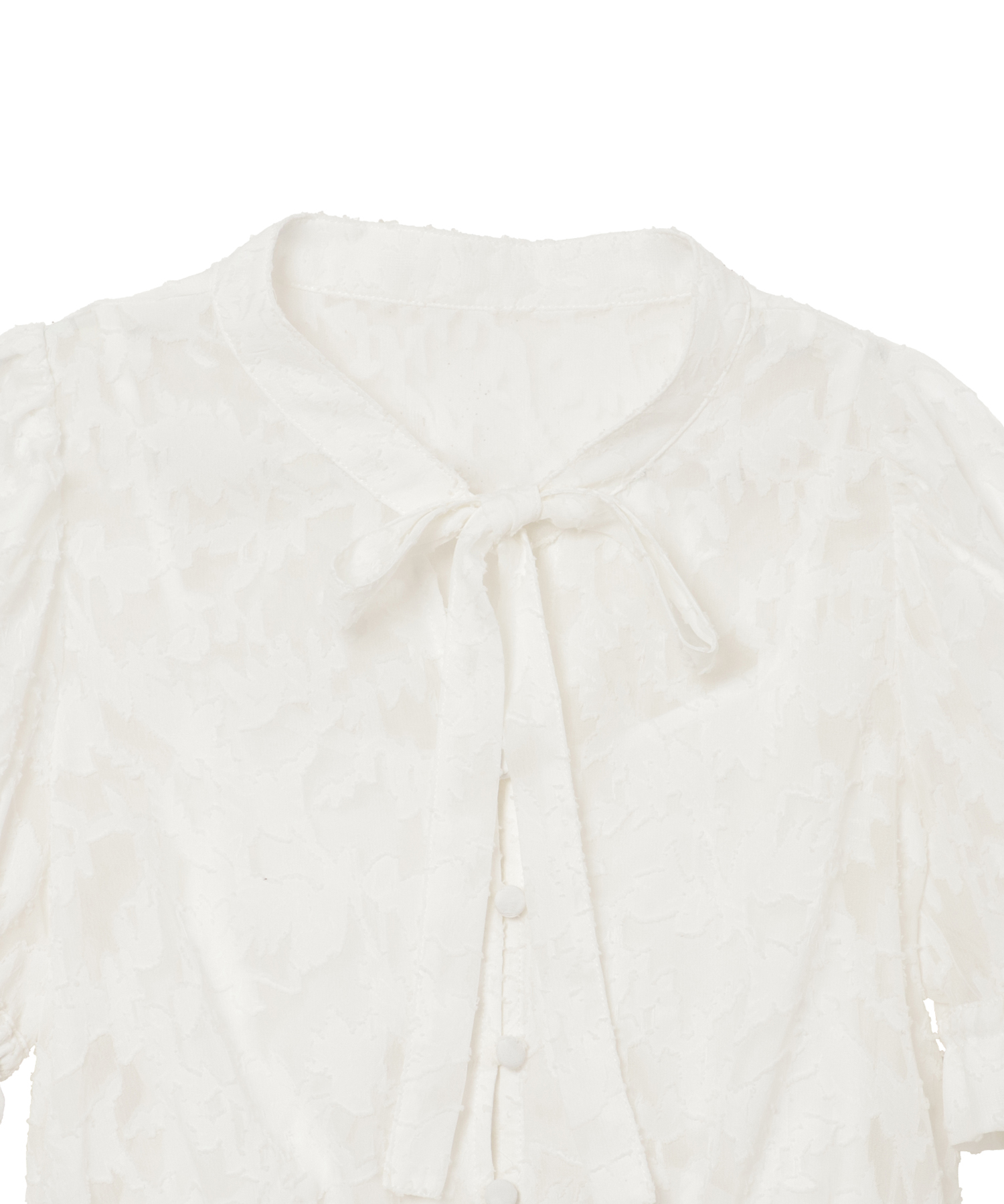 Flower Sheer Puff Sleeve Tunic Top[ホワイト] Flower Sheer Puff Sleeve Tunic Top[ホワイト]