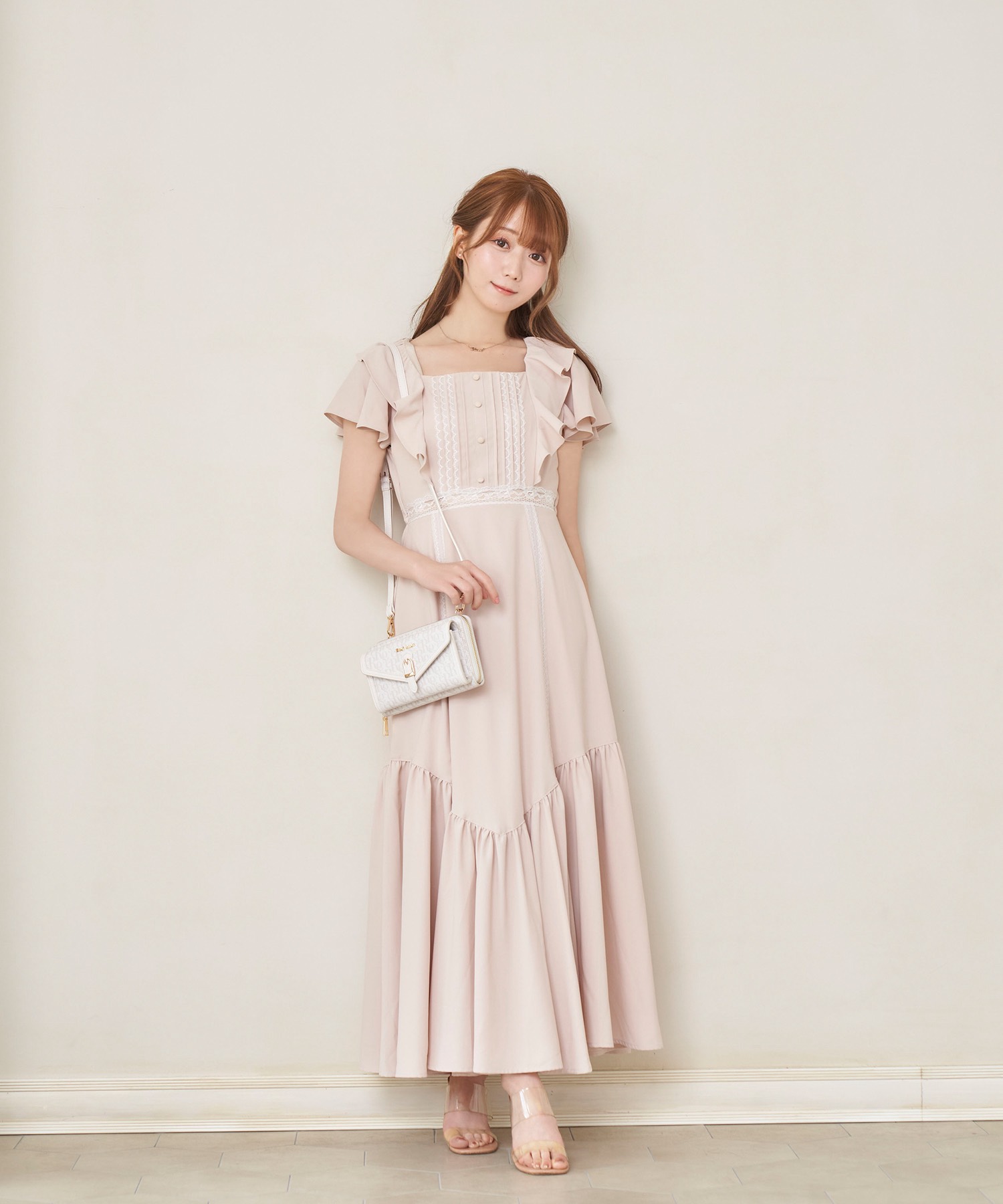 受注予約：decollete ribbon flared dress【pink】 – BUNNY APARTMENT
