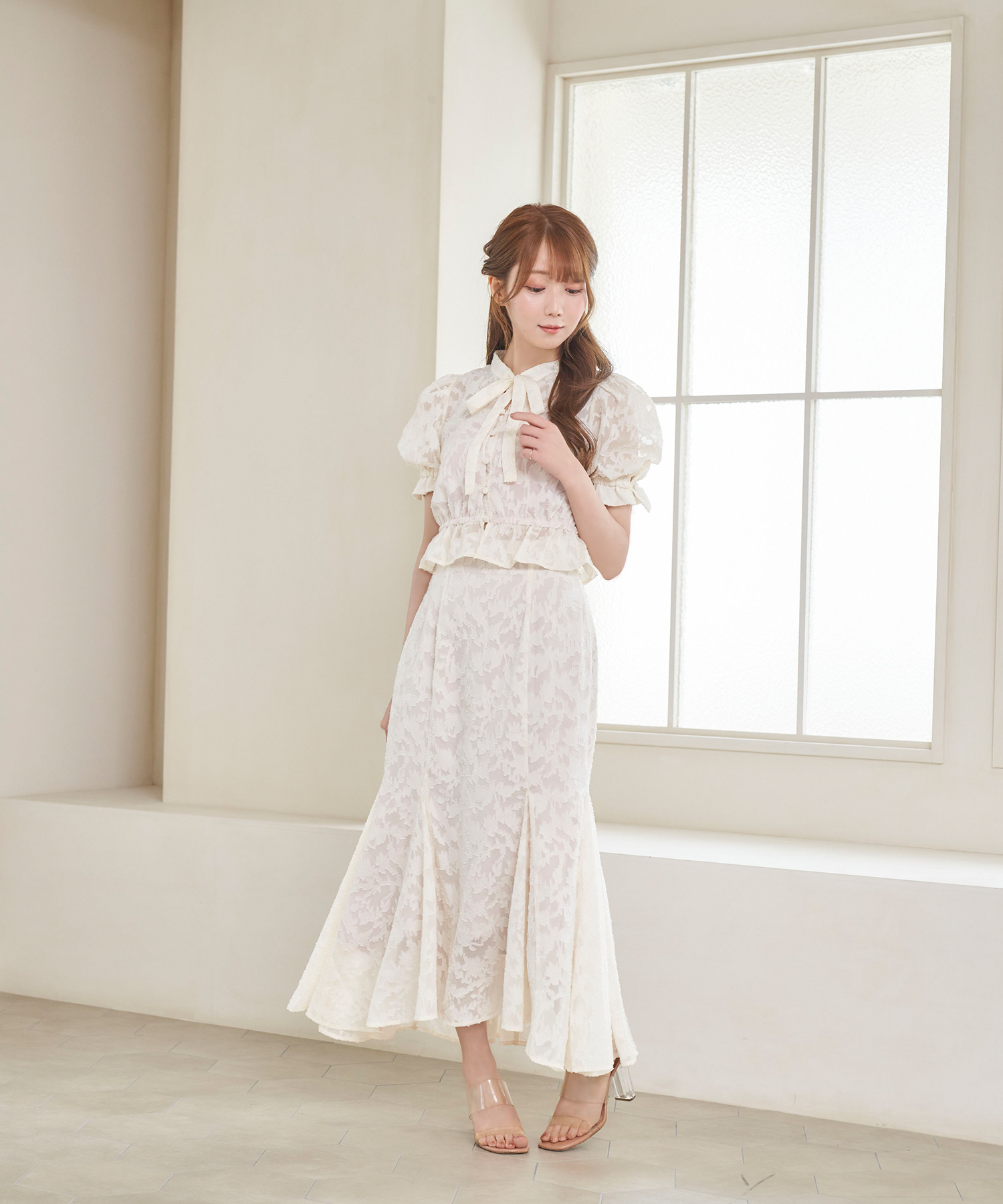 Sheer floral mermaid skirt【ivory】 – BUNNY APARTMENT