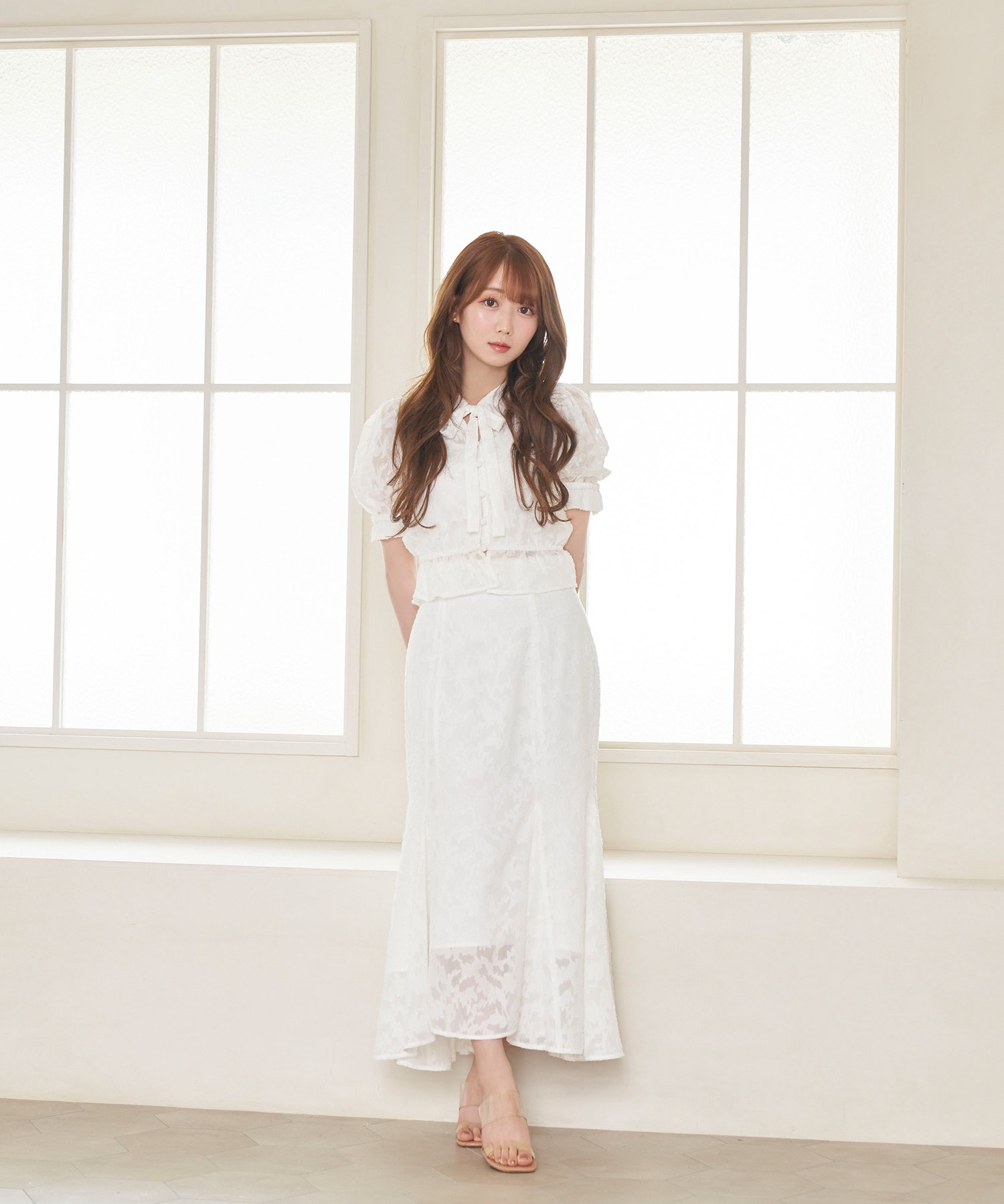 Sheer floral puff blouse【white】 – BUNNY APARTMENT