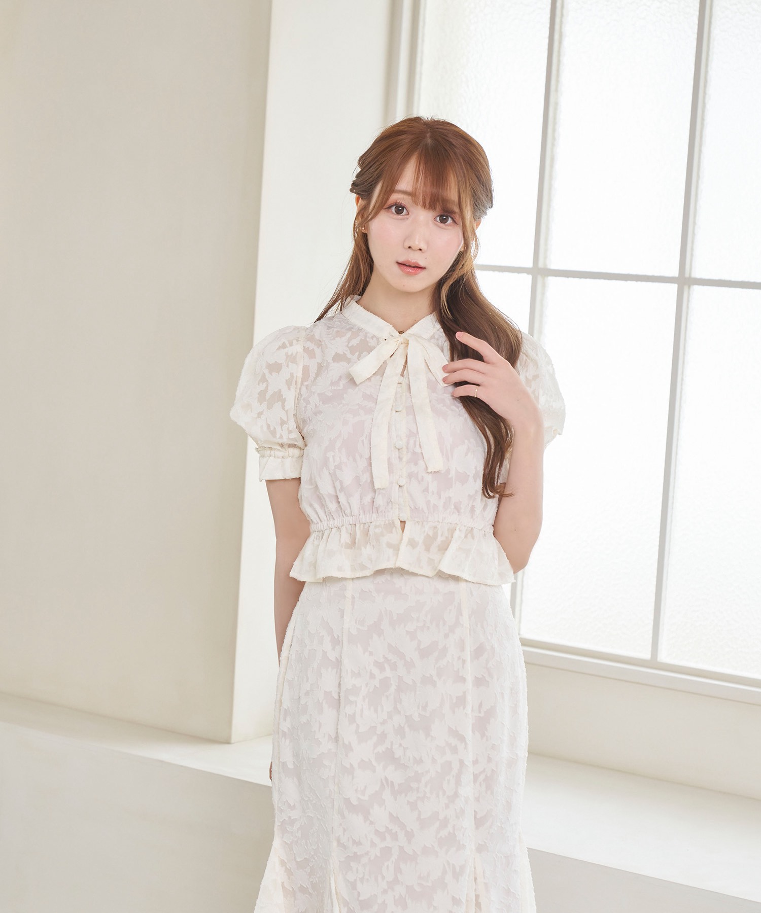 SOOR PLOOM フリルブラウス　ベージュ　2/3y Sheer floral puff blouse【ivory】 – BUNNY APARTMENT