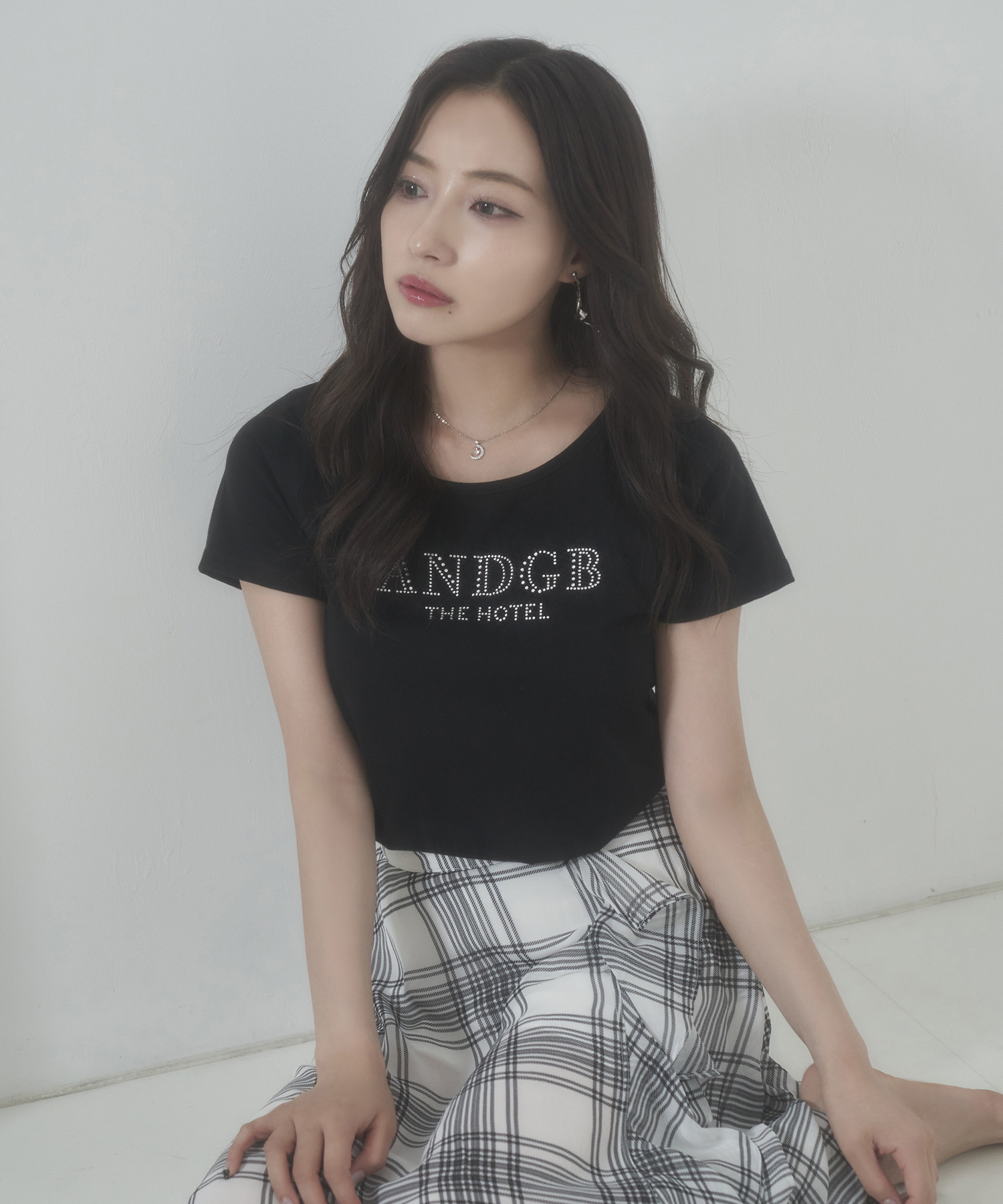 ラインストーンロゴT