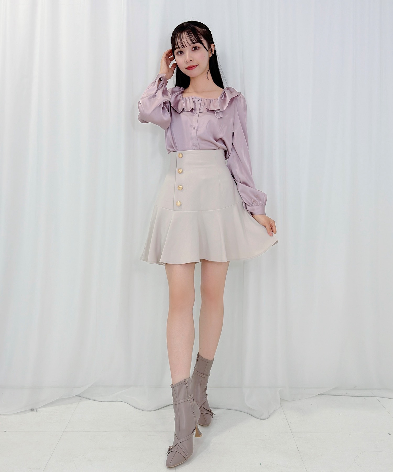 switching flared mini skirt【beige】 – BUNNY APARTMENT