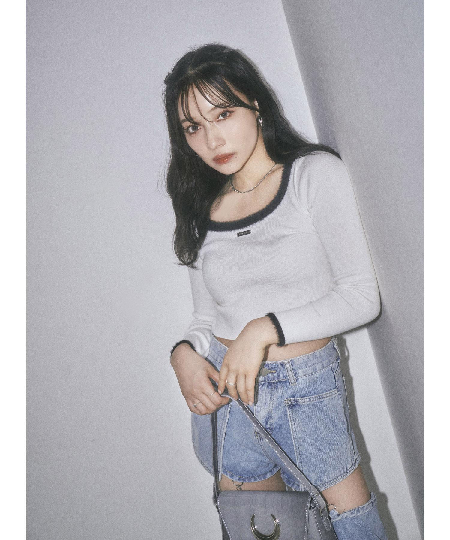 スクエアネックミニニットトップス