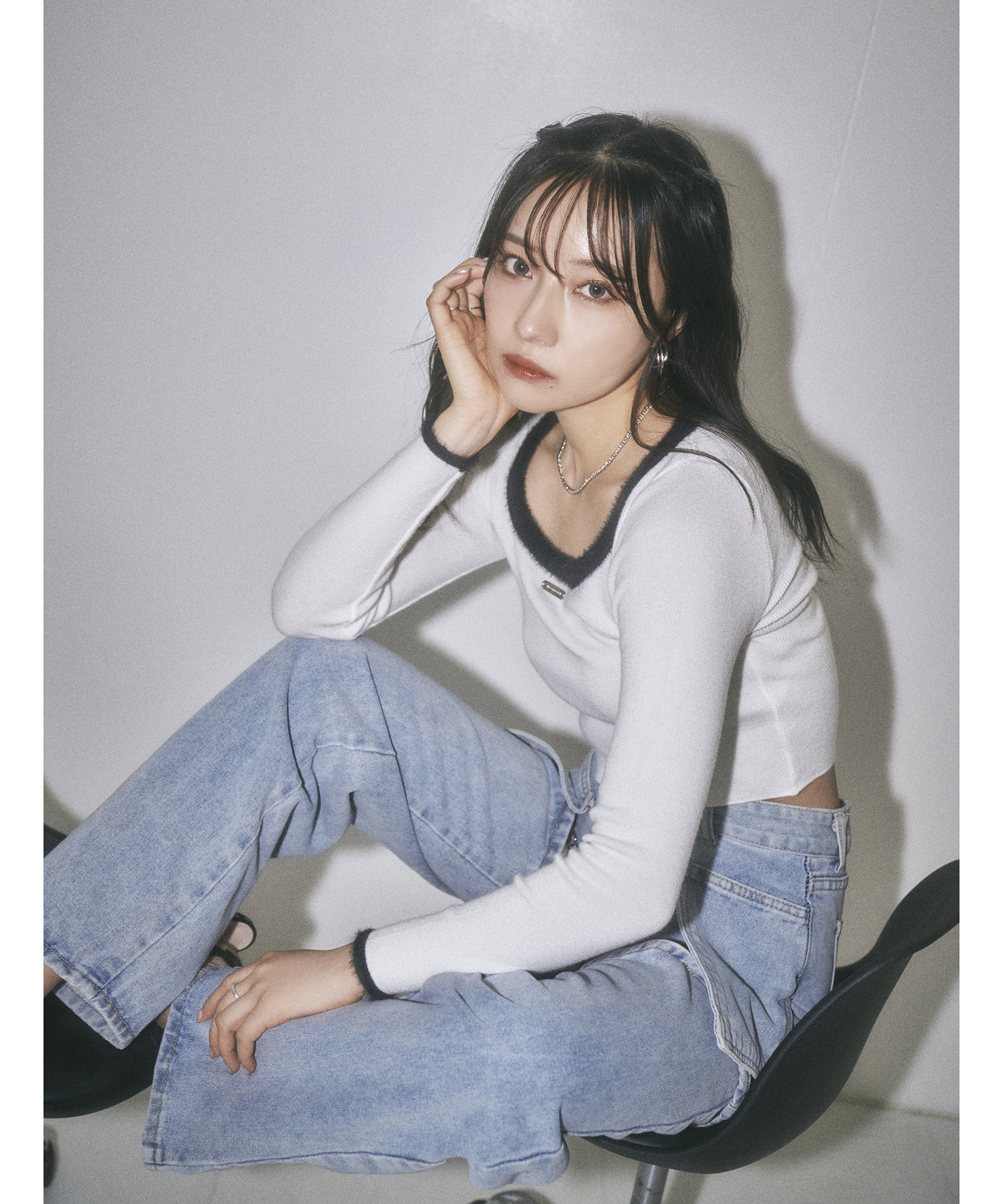 スクエアネックミニニットトップス