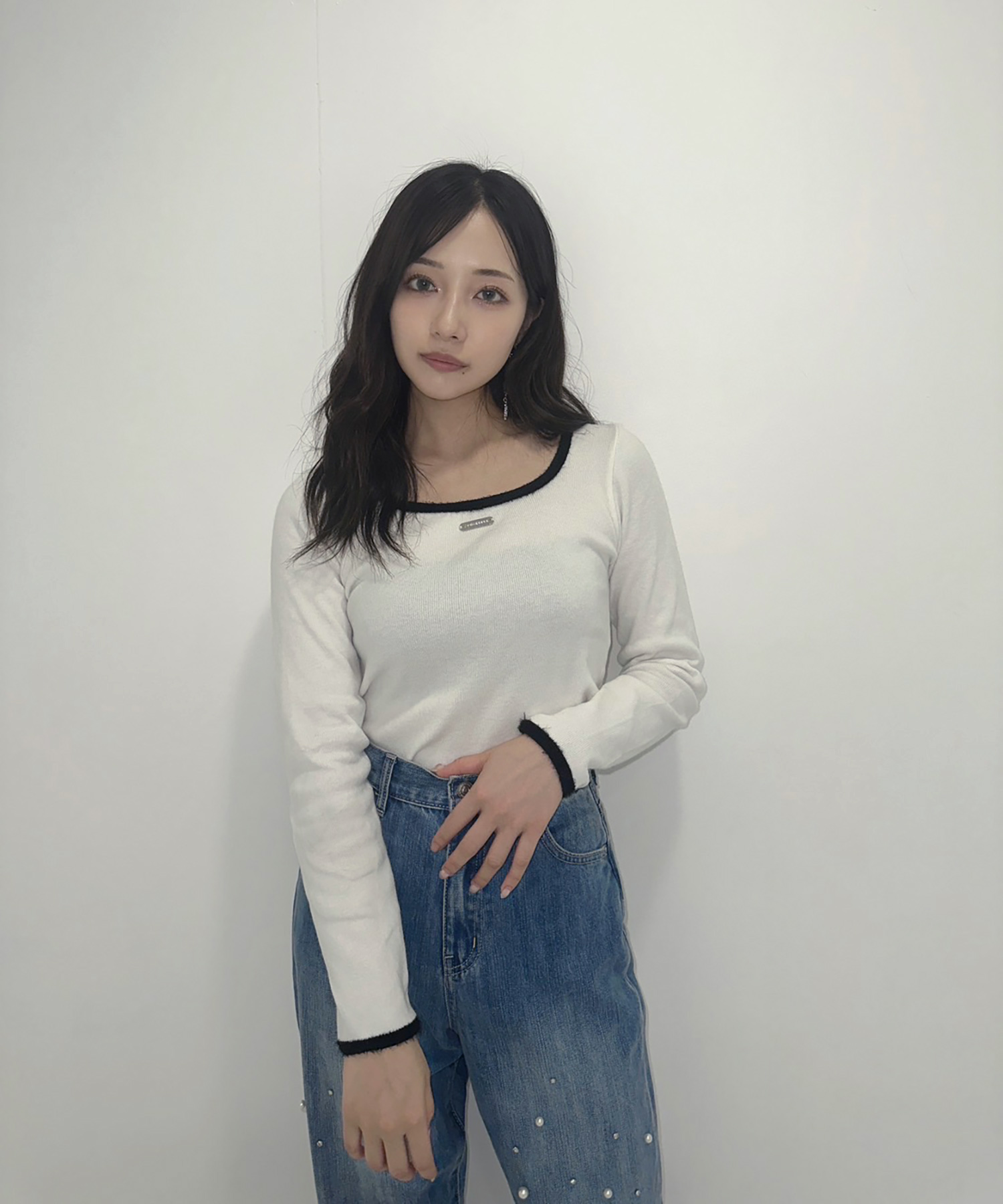 スクエアネックミニニットトップス