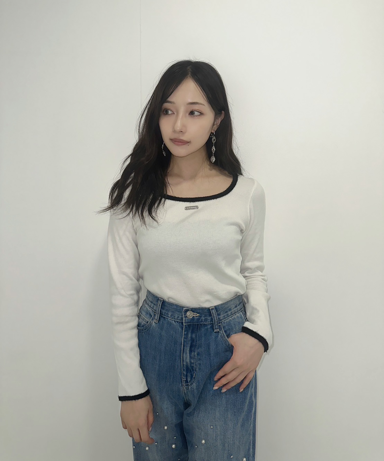 スクエアネックミニニットトップス