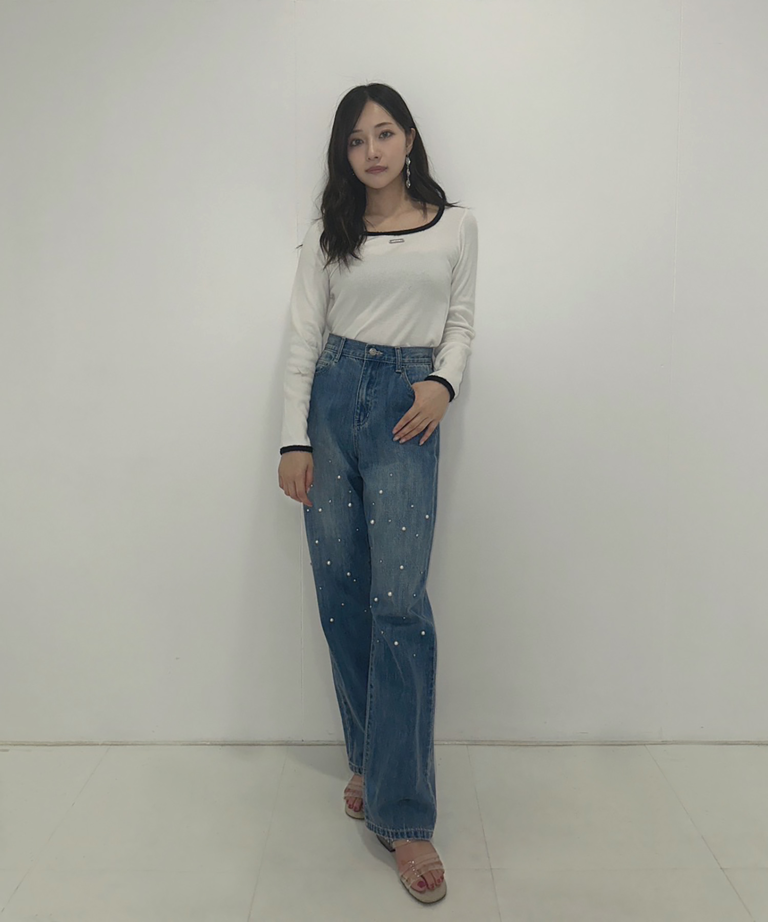 スクエアネックミニニットトップス