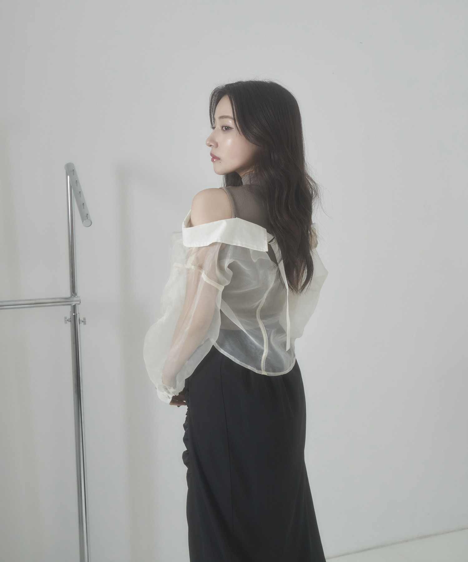 シアーシャツドッキングトップス