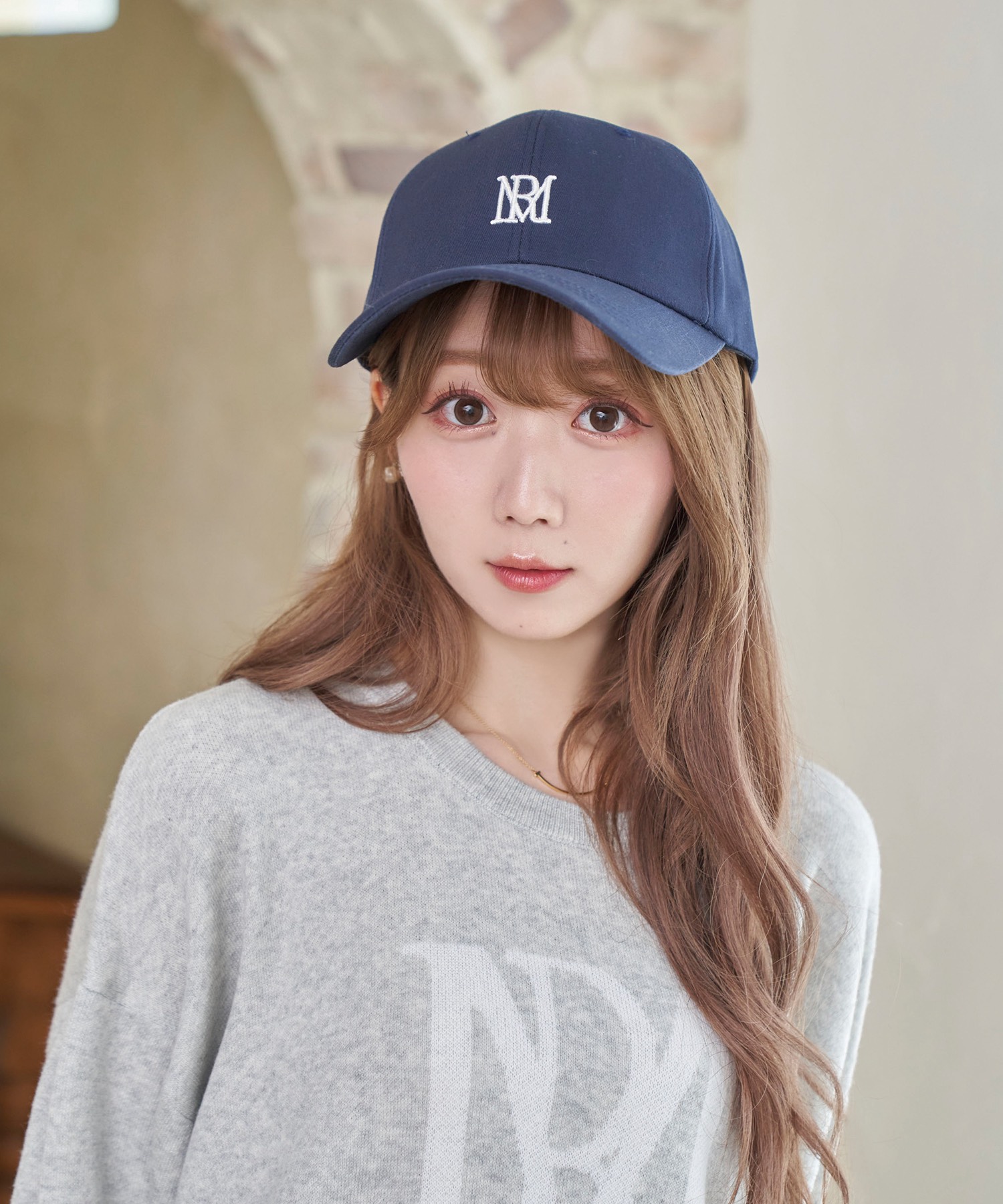 monogram emb cap【navy】