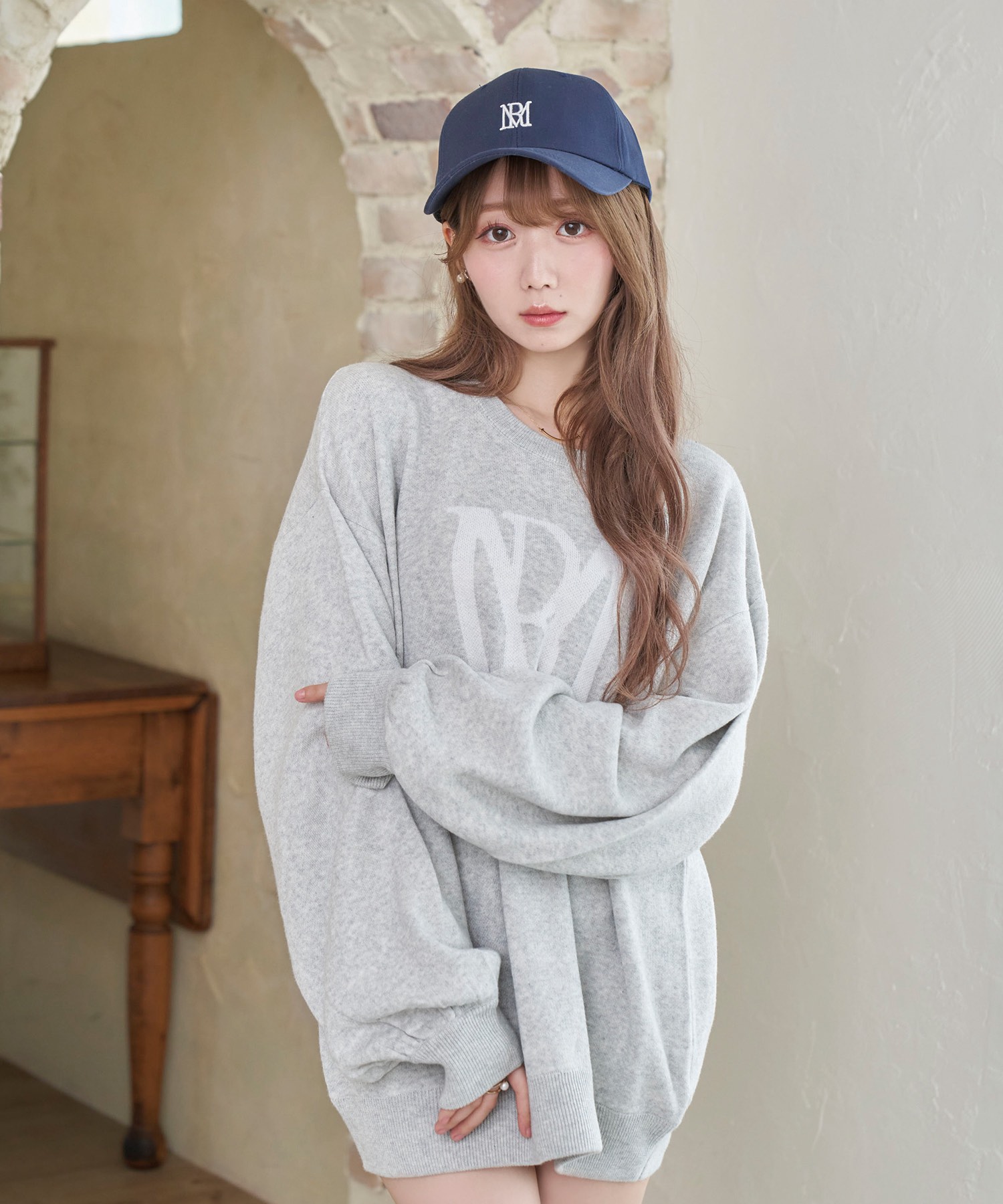 monogram emb cap【navy】