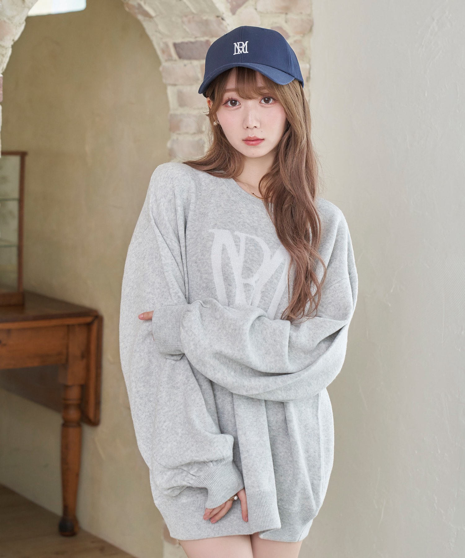 Rosé Muse RM logo knit_L size【white】-