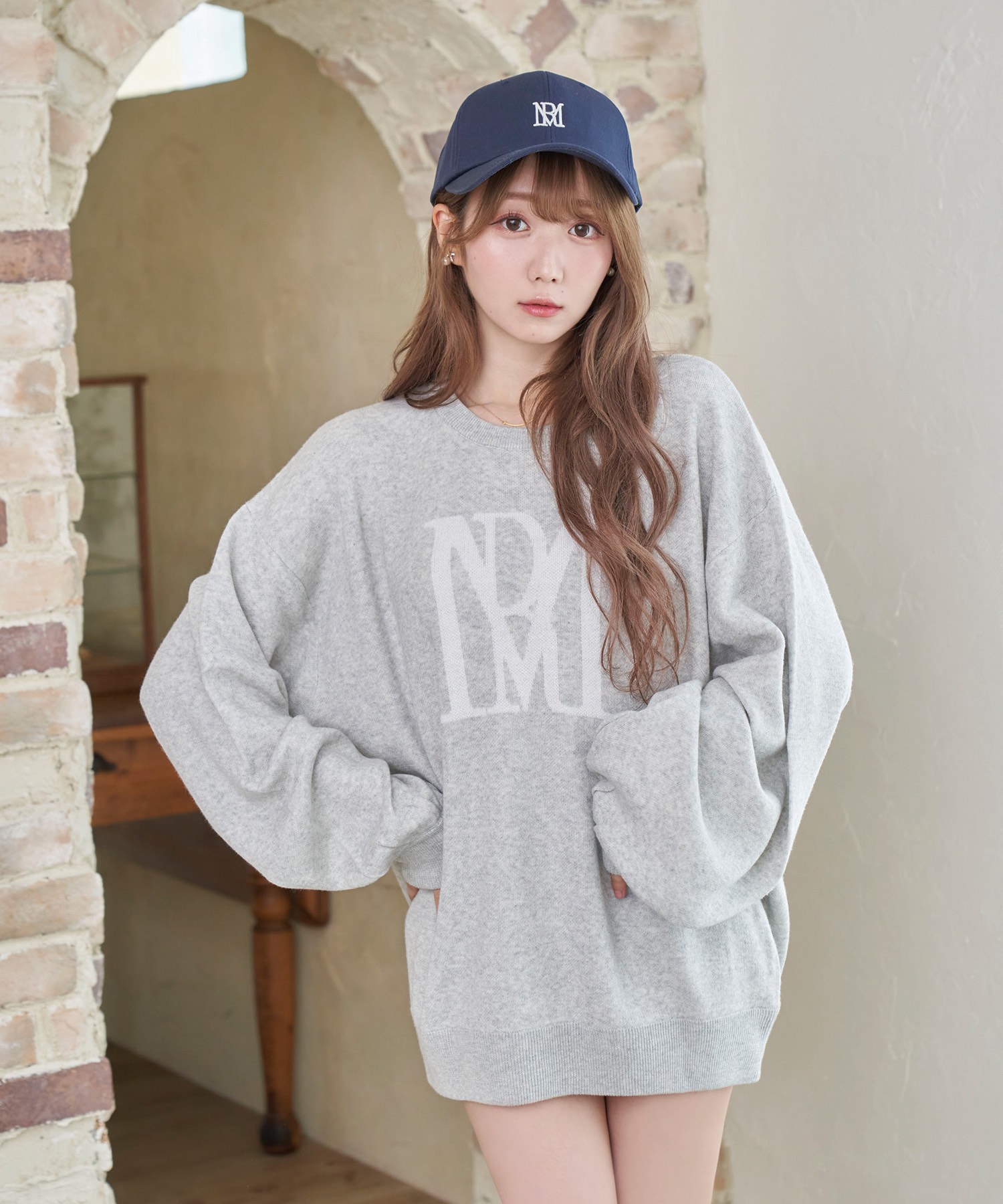 Rosé Muse RM logo knit_L size【navy】