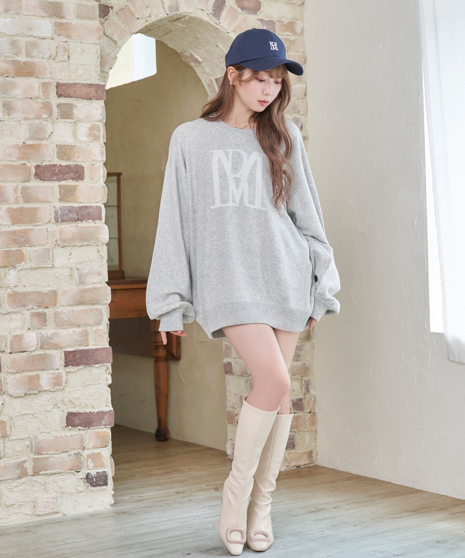 Rosé Muse RM logo knit_L size【white】