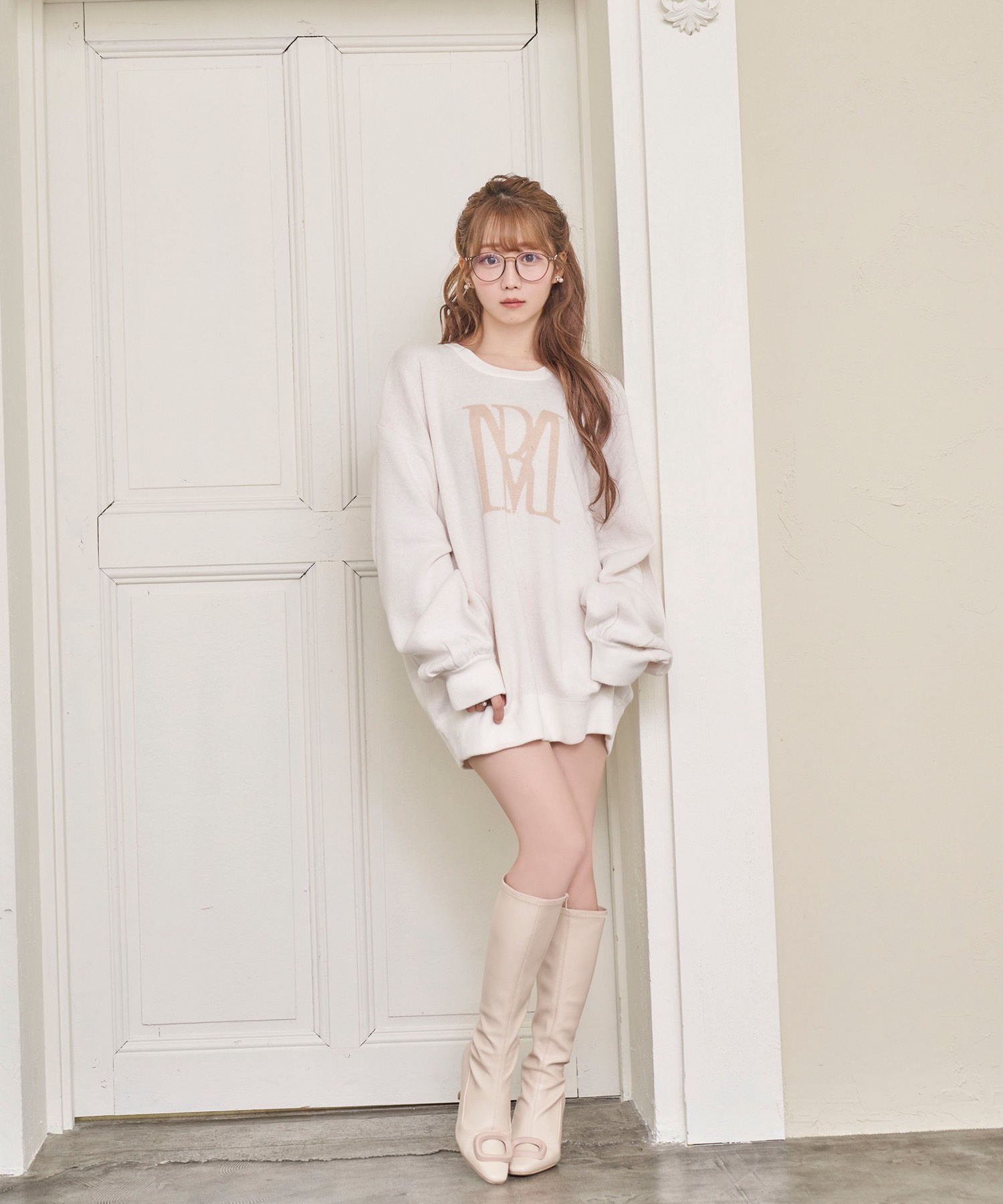 RM logo knit_L size【white】