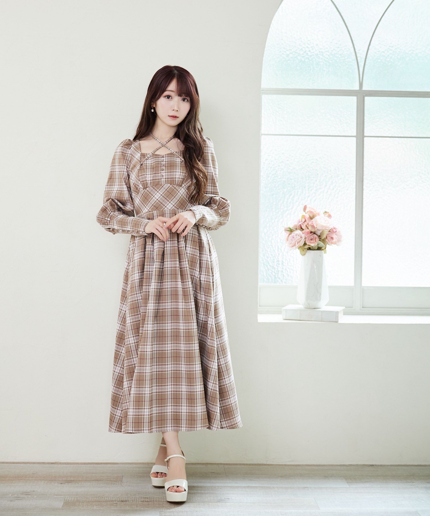 Rosé Muse big collar trench one-piece モカ-