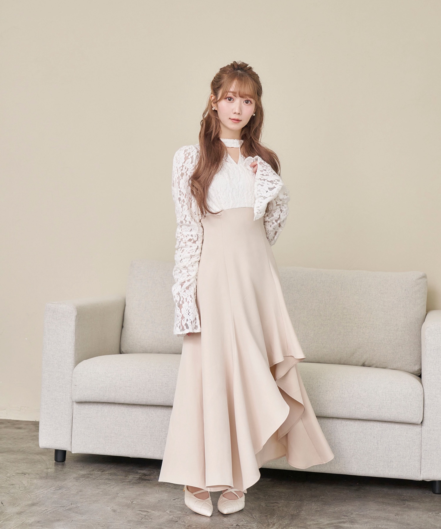 lace docking dress【beige】 – BUNNY APARTMENT