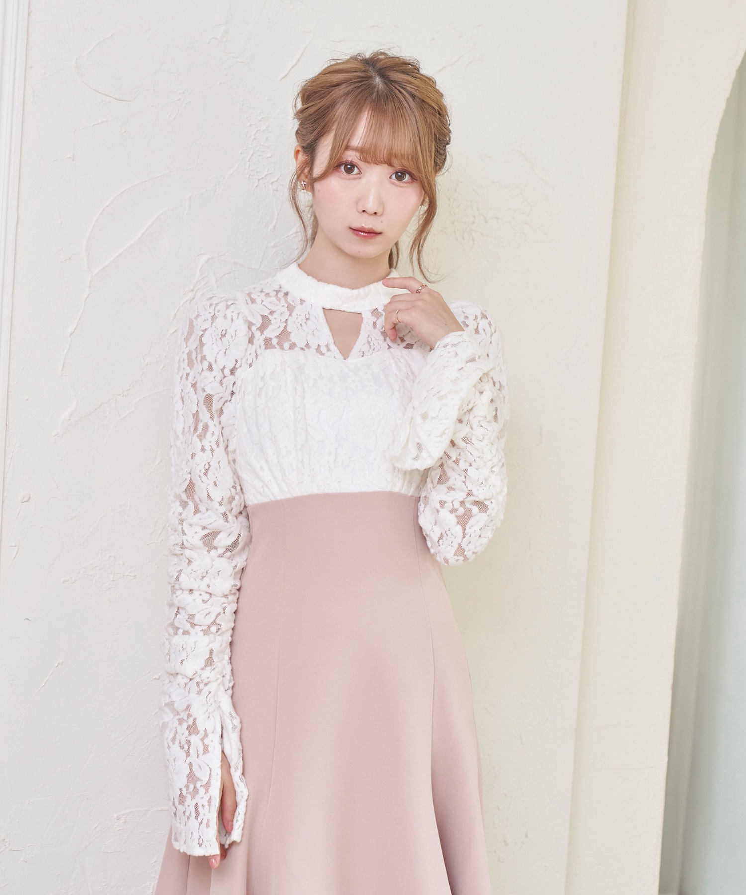 【Rosé Muse(ロゼミューズ)】  lace docking dress
