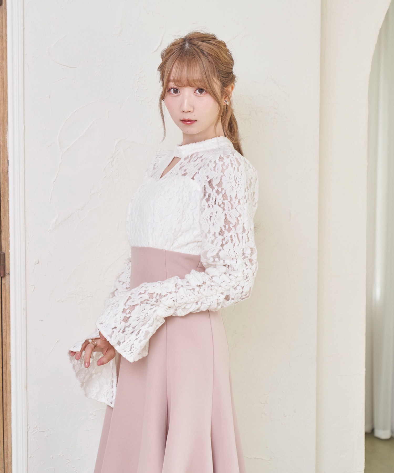 レディースRosé Muse lace docking dress【pink】ロゼミューズ