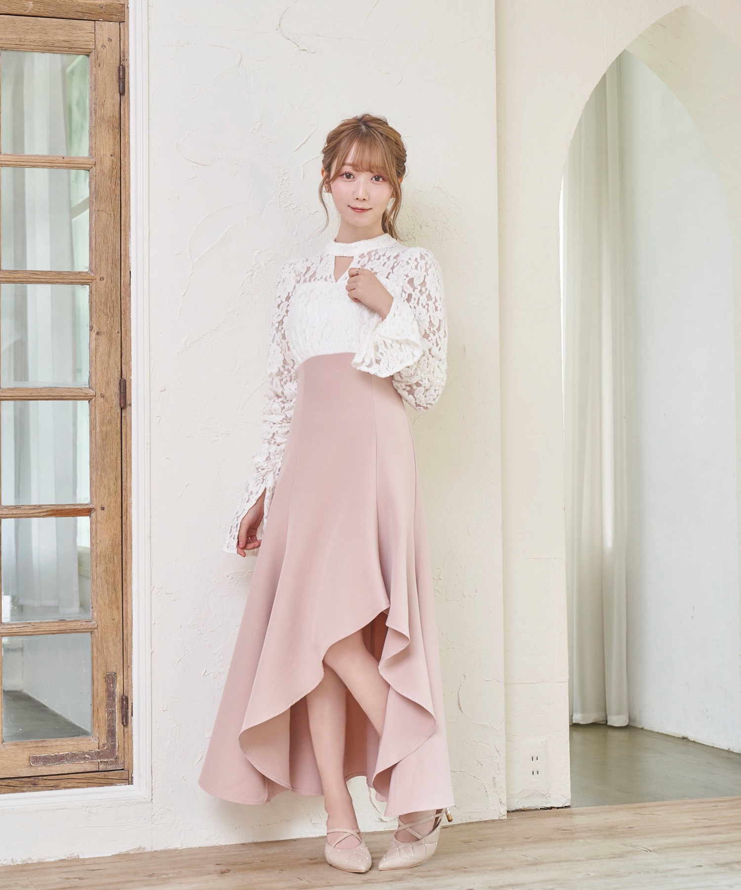 レディースRosé Muse lace docking dress【pink】ロゼミューズ