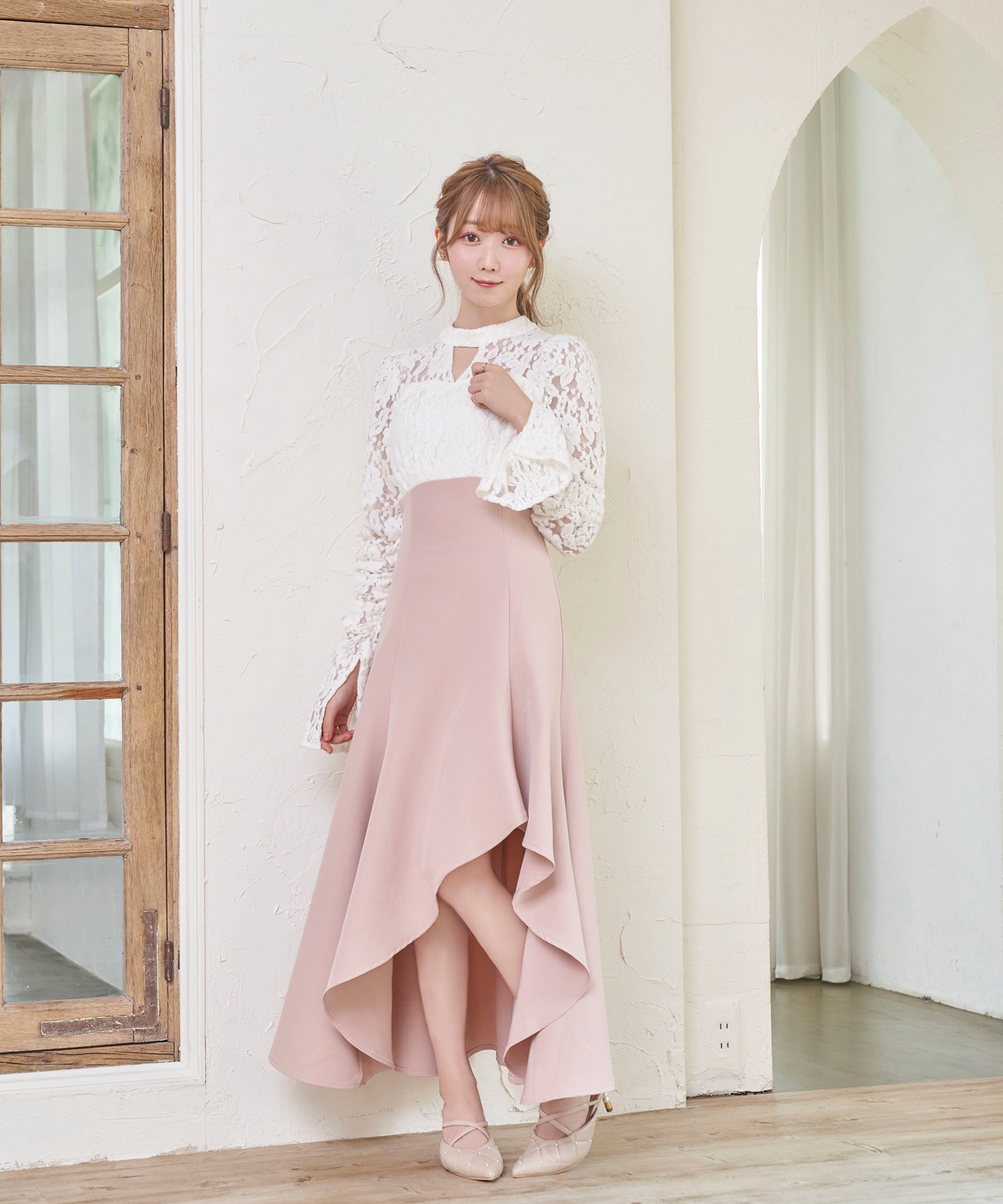 rosemuse check box tuck dress【beige】 - ロングワンピース