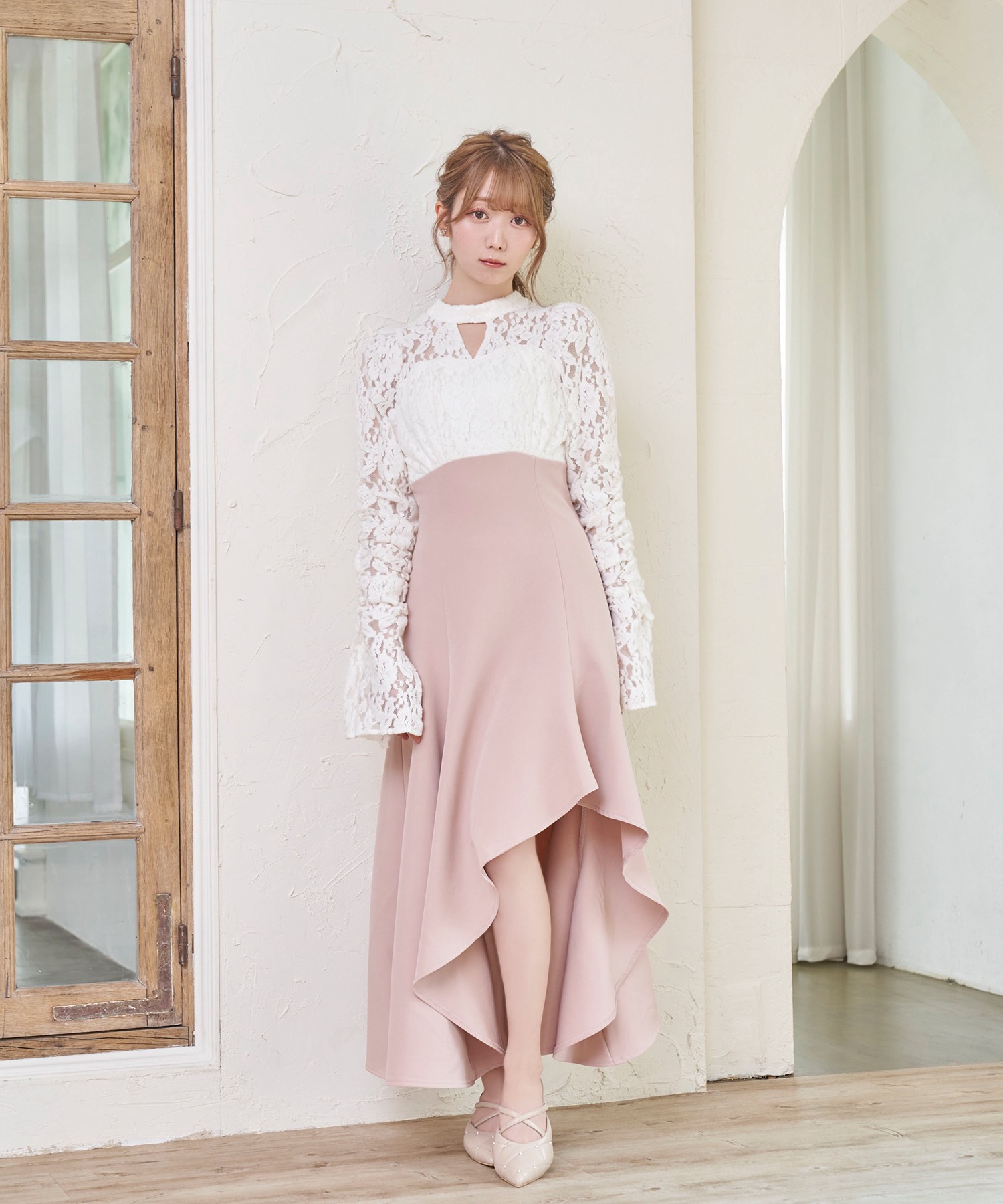 lace docking dress【pink】