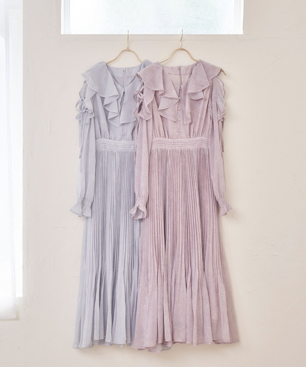floral line pleated dress【lavender】 – BUNNY APARTMENT 