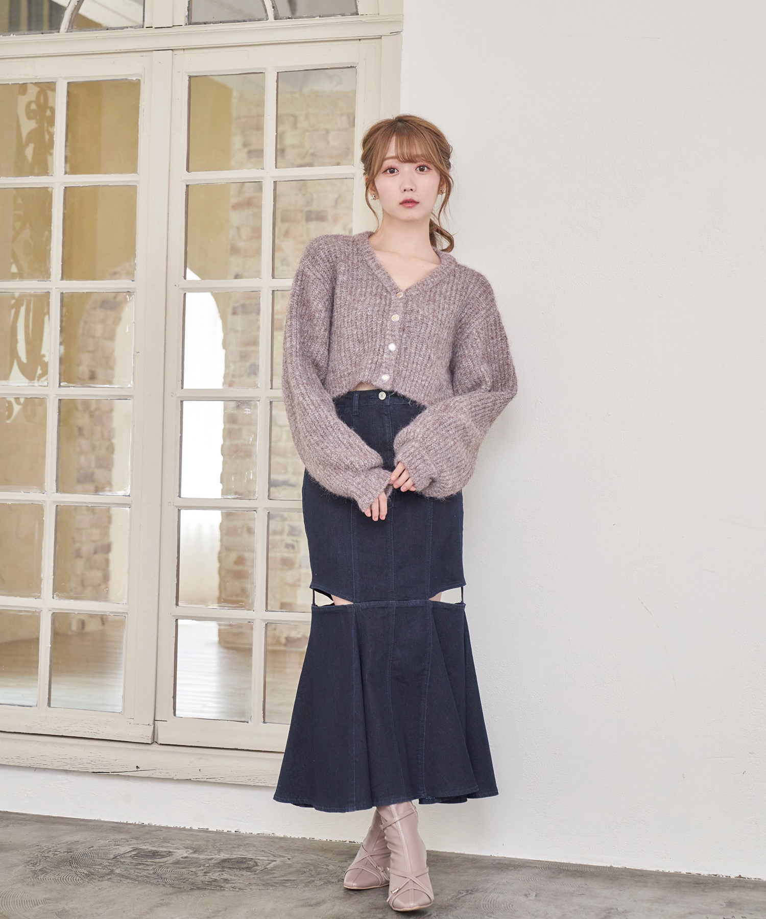 embroidery denim skirt【navy】 – BUNNY APARTMENT