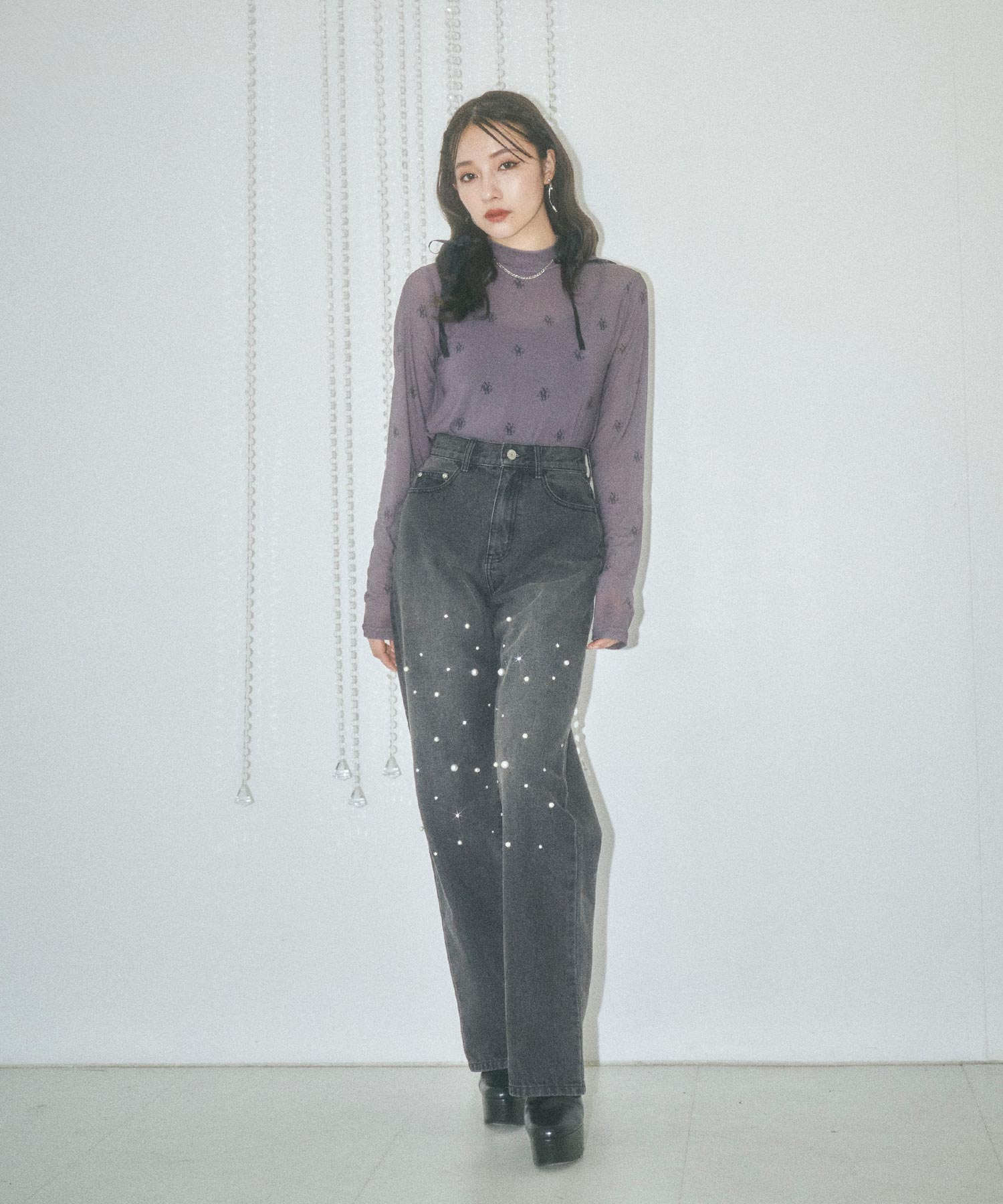 ロゴメッシュトップス