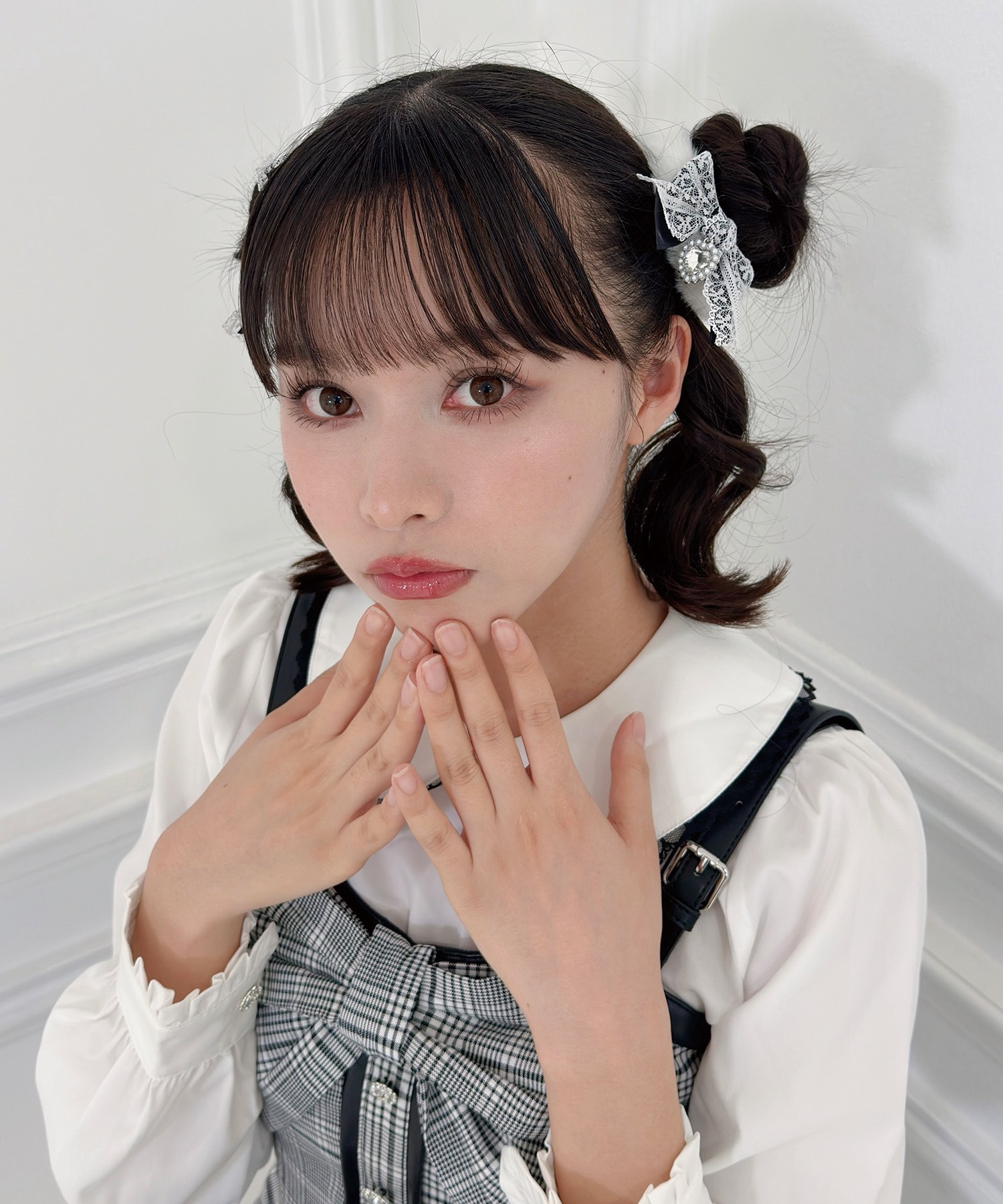 ハートビジューリボンフェイクファーシュシュ