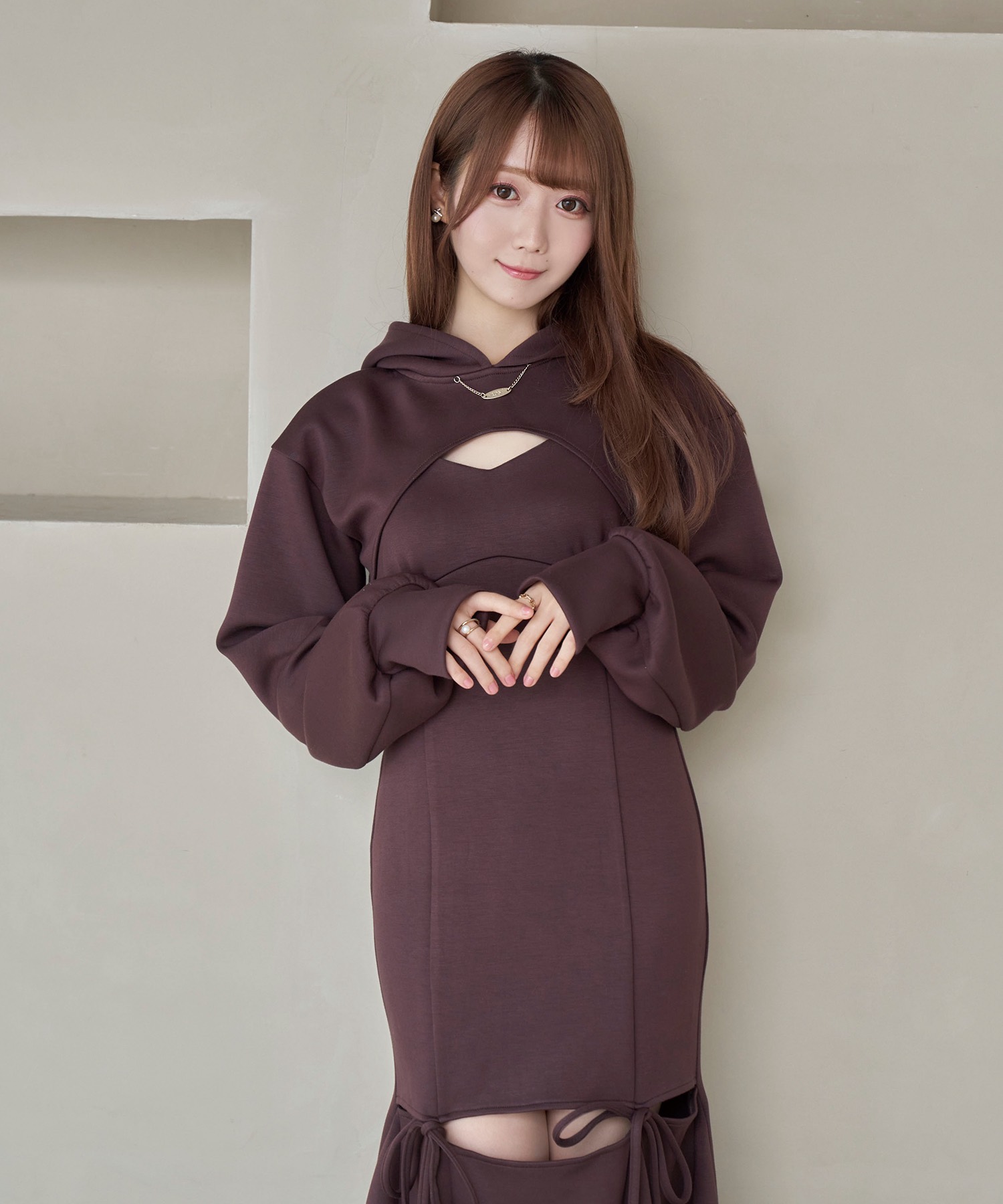 2way mermaid cut dress【brown】