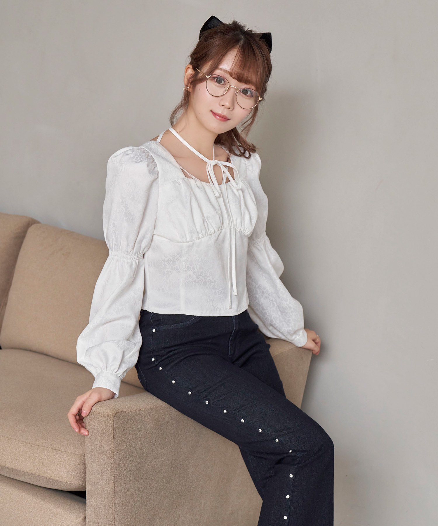 string jacquard blouse【white】 – BUNNY APARTMENT