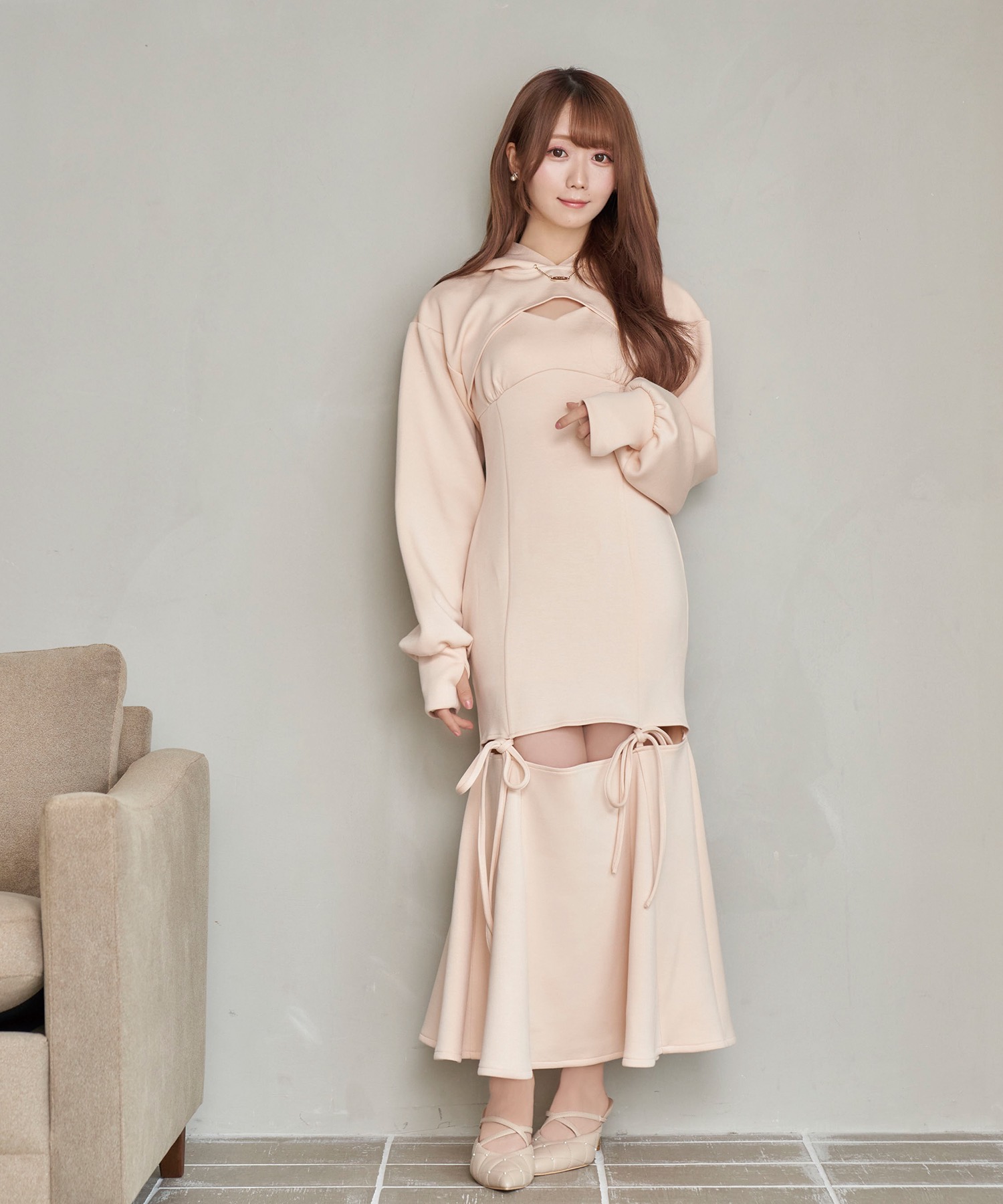 decollete ribbon flared dress【pink】 – BUNNY APARTMENT