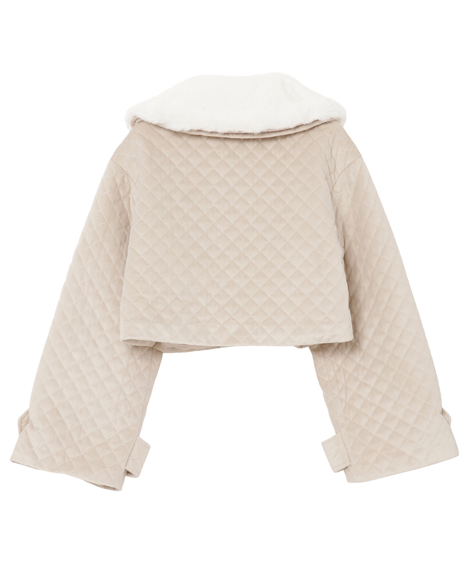 quilting fake fur collar short JK【beige】