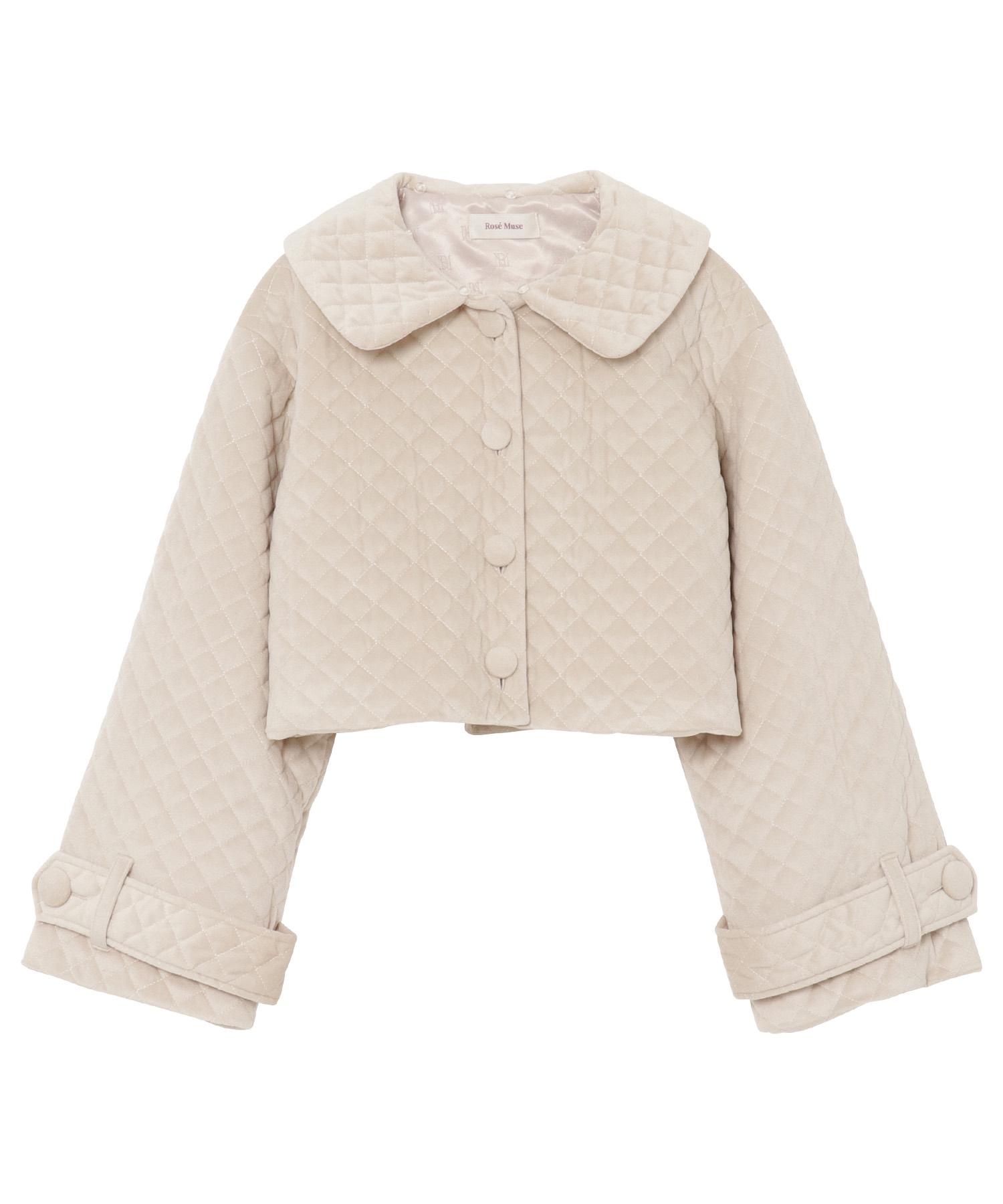 quilting fake fur collar short JK【beige】