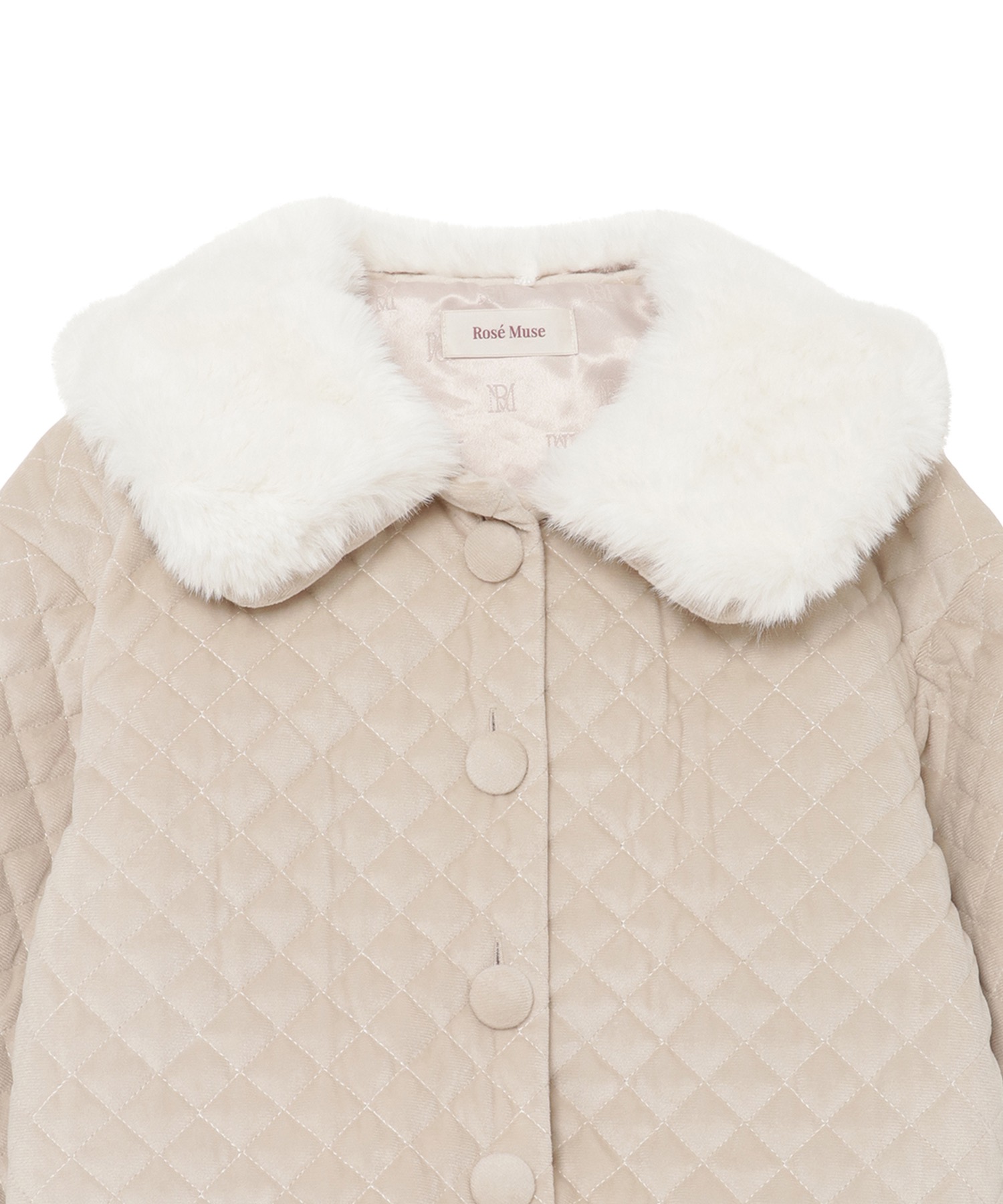 quilting fake fur collar short JK【beige】