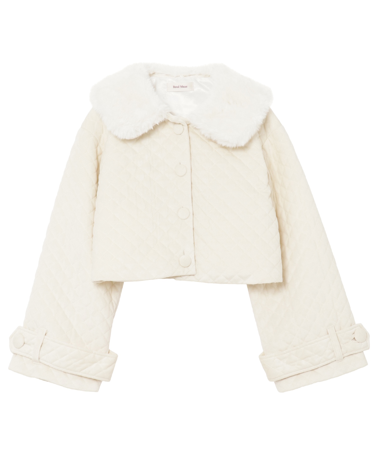 quilting fake fur collar short JK【white】 – BUNNY APARTMENT