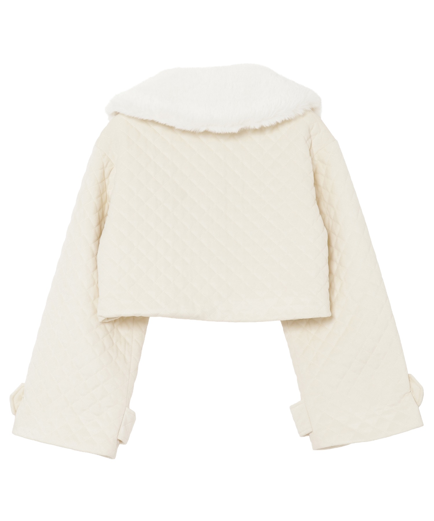 quilting fake fur collar short JK【white】 – BUNNY APARTMENT