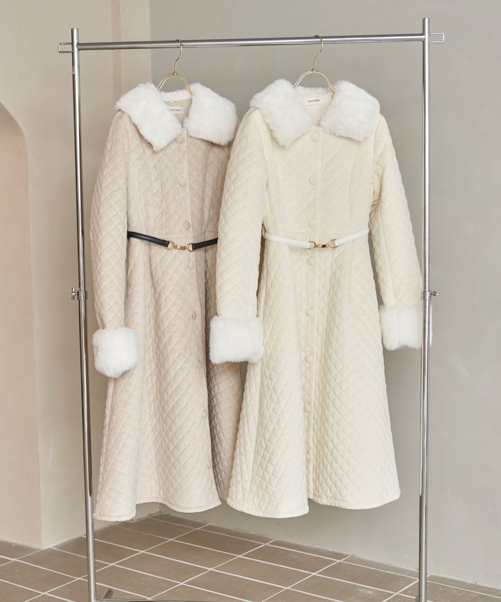 quilting flared coat【beige】 – BUNNY APARTMENT