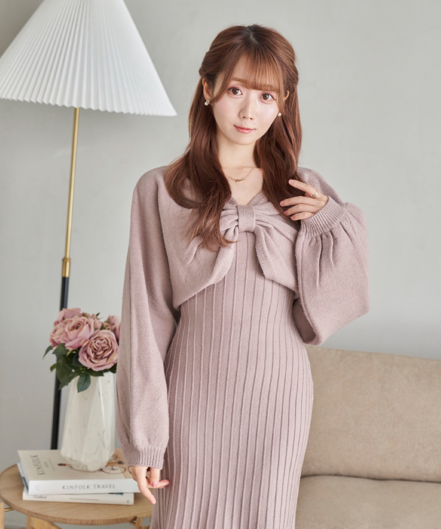 極美品❣️ゴールド飾りリボンボタンが可愛いニットコート 01_dd8d936f-3389-40eb-b64c-