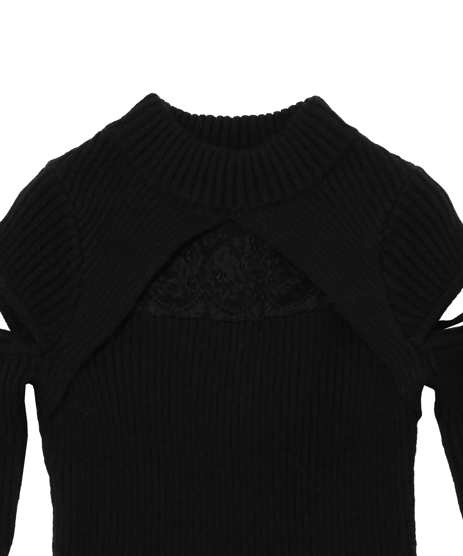 cut out lace point knit tops【black】 – BUNNY APARTMENT