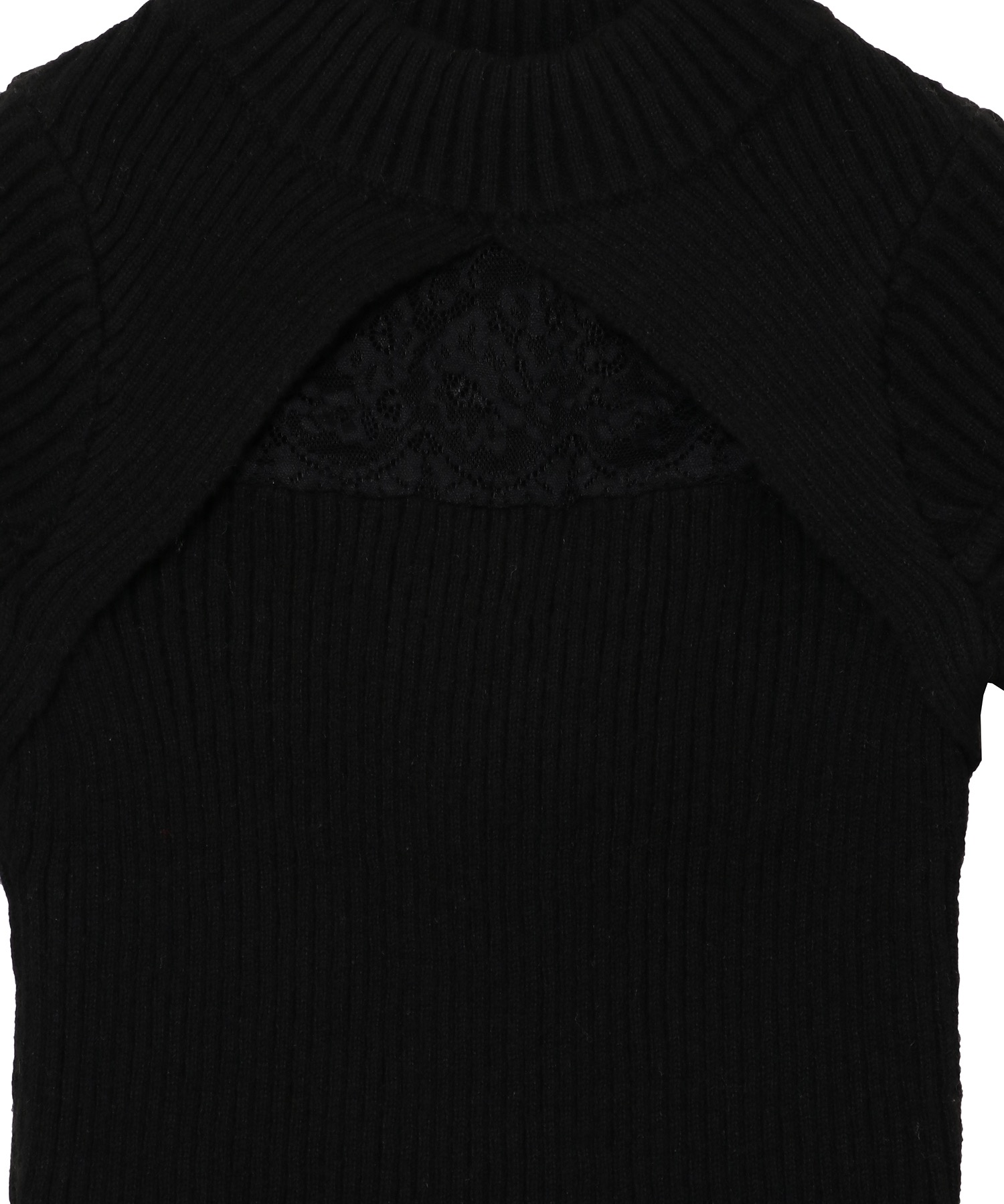 cut out lace point knit tops【black】 – BUNNY APARTMENT